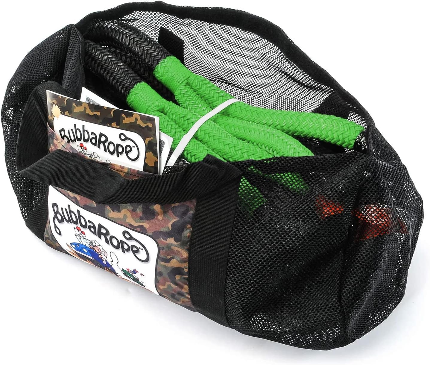 Bubba Rope Sidewinder Xtreme Model 176653GR Off-Road Power Stretch Kinetic Kit 5/8 x 20 ft. Recovery Rope with Breaking Strength of 14000 Lb. in Green/Black Color