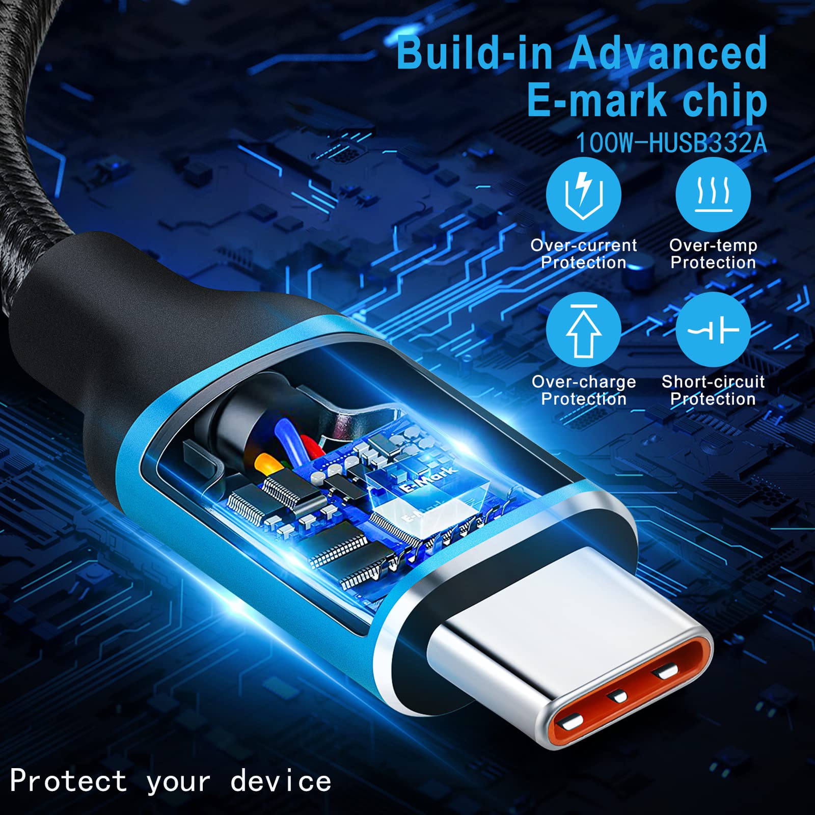 WLGQ cavo USB-C a USB-C 100w (20V5A)[1M 2-Pack], cavo di ricarica