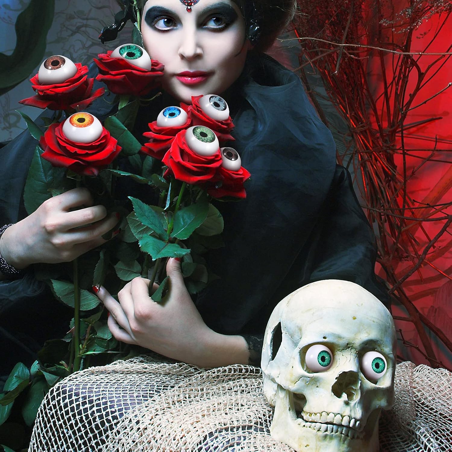 32 Pieces Halloween Eyeballs Plastic Half Eyeballs Spooky Scary Horror Props for Halloween Trick or Treat Party Cosplay (Cute Colors)