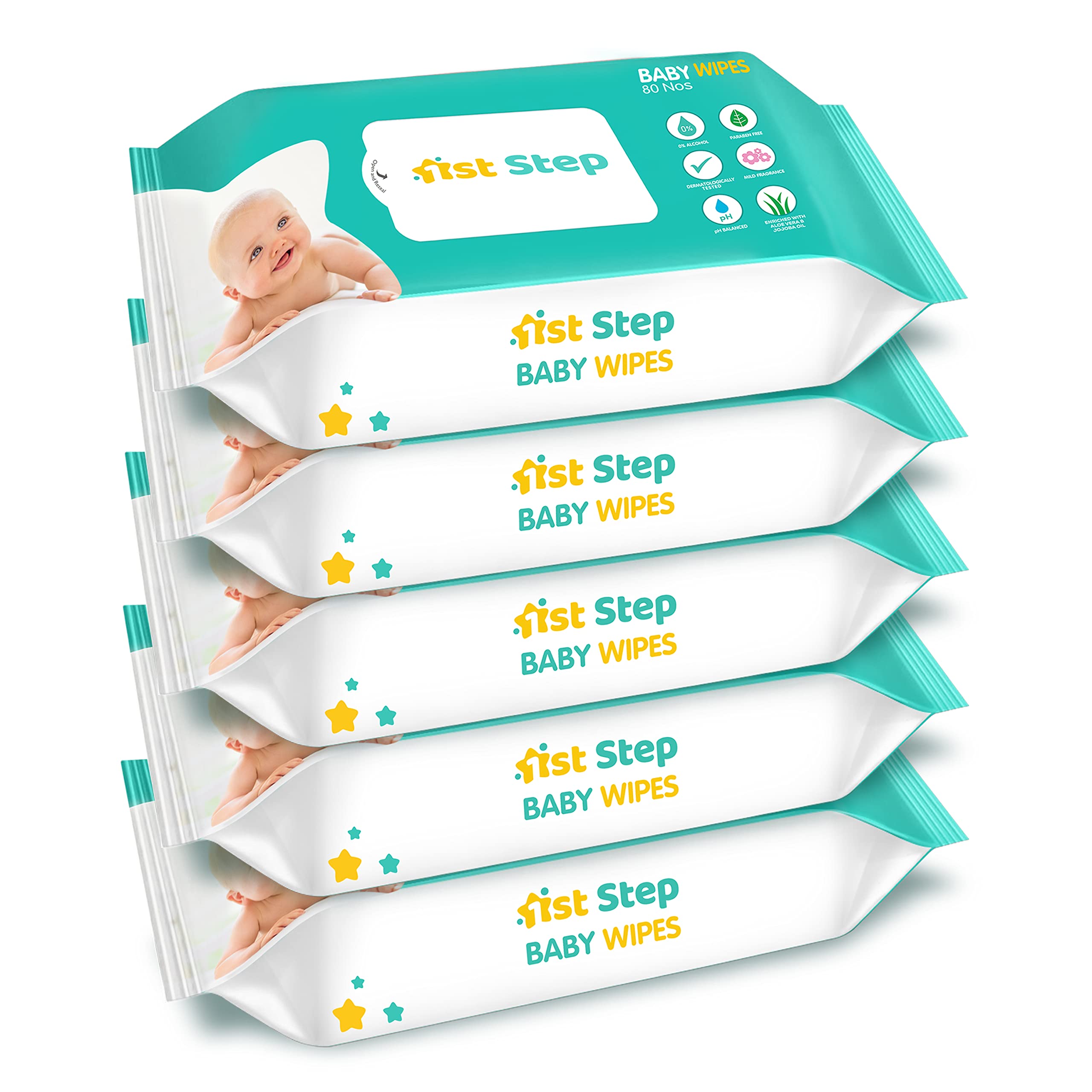 1st Step Baby Wet Wipes Enriched With Aloe-Vera And Jojoba Oil (80Pcs, Pack Of 5)-image-31
