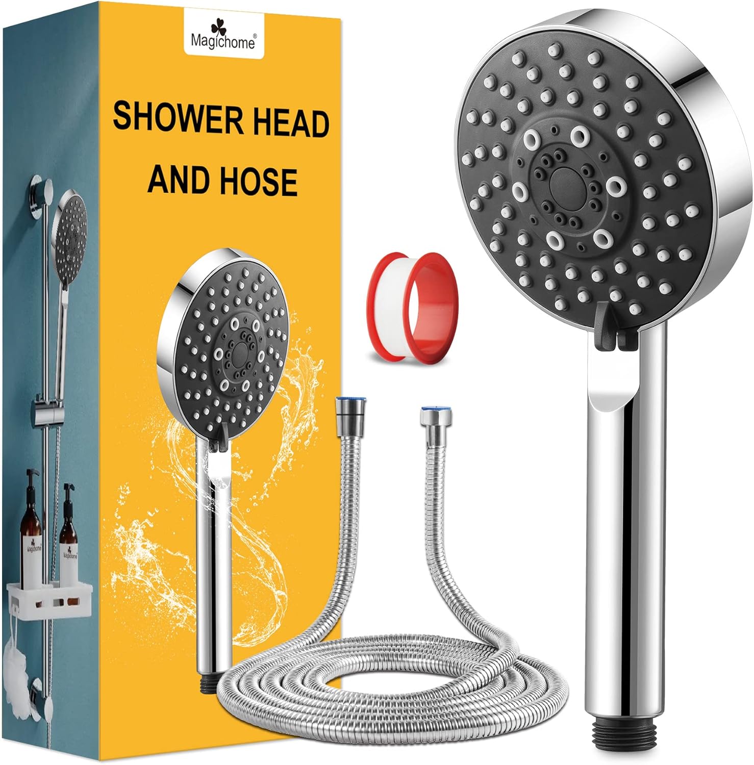 Shower Head and Hose 2M, Magichome Shower Head High Pressure with 5