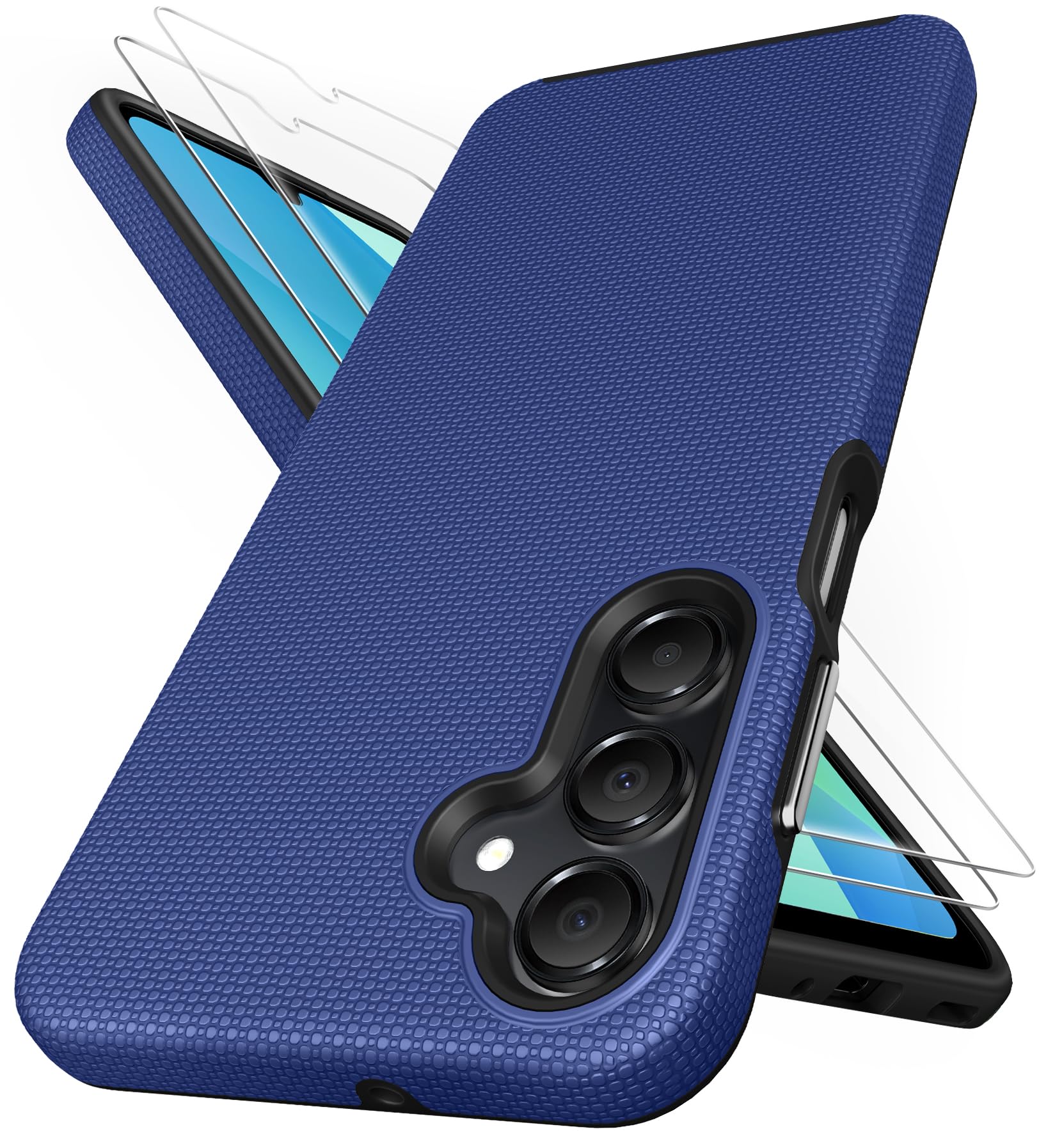 Vihibii for Samsung Galaxy A16 Case, [Double Layer Drop Protection] with 2X Screen Protector, Shockproof Soft Silicone Inner Case & Rugged Hard Outer Cover Phone Case for Samsung A16 5G 2024, Blue