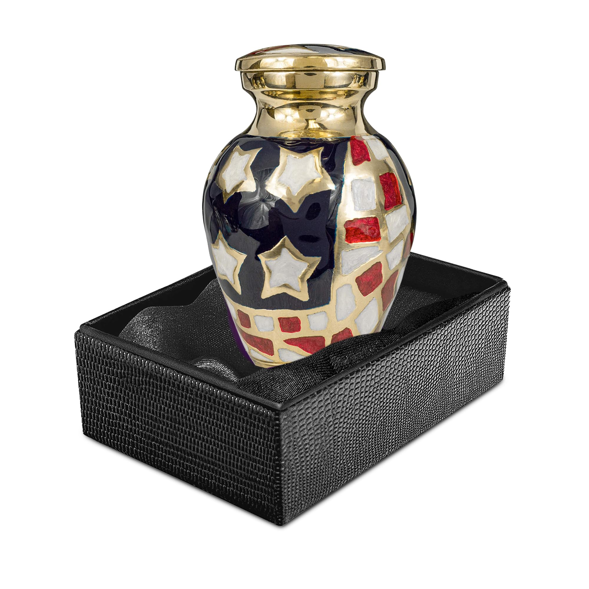 Trupoint Memorials Small Urns for Human Ashes Keepsake, Military and Patriotic Decorative Mini Cremation Urn for Veteran Adult Men and Women, Small Bronze