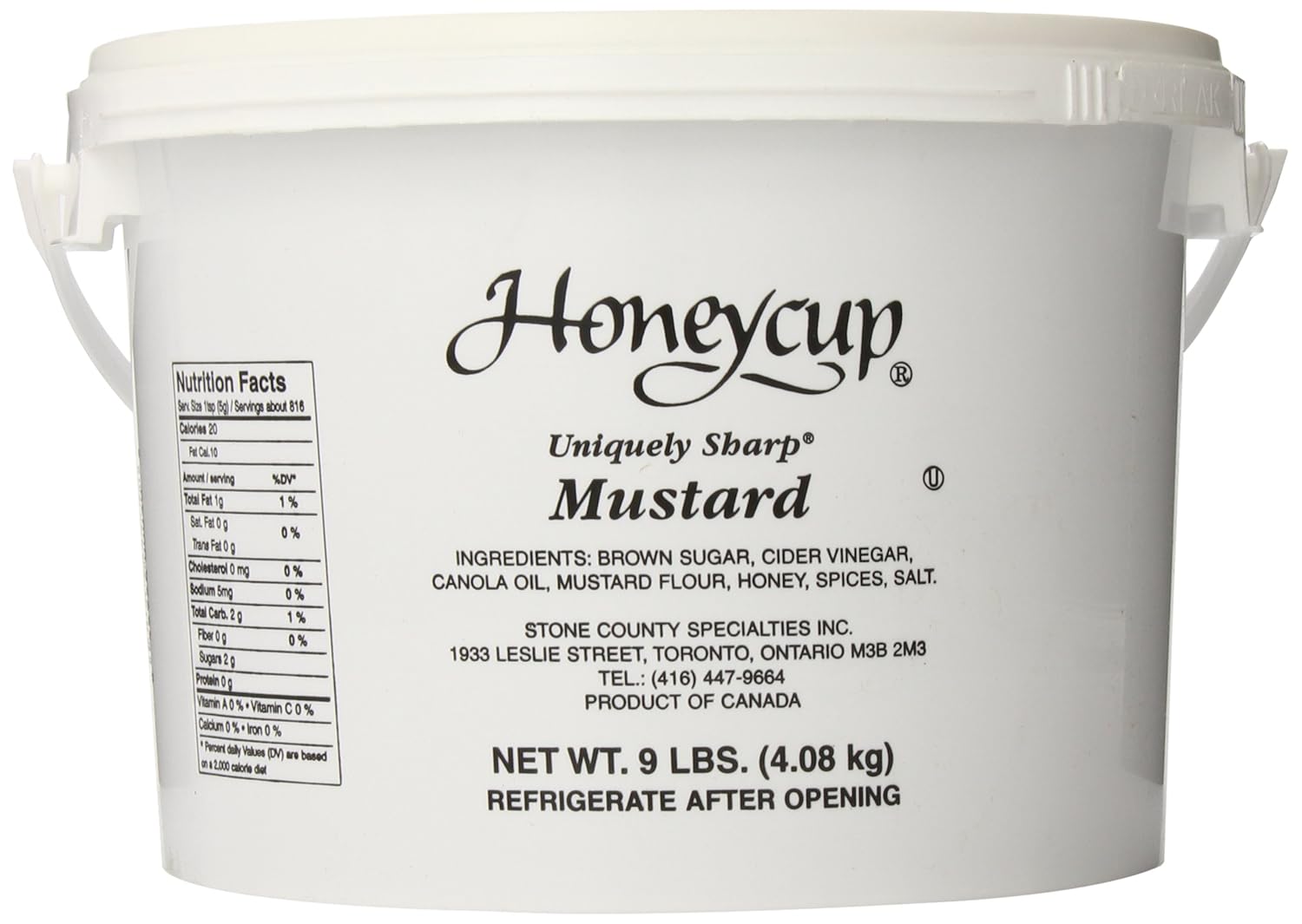 34Degrees Honeycup Mustard 9 Pound - Premium Hot Sweet Canadian Mustard for Dressings & Sauces