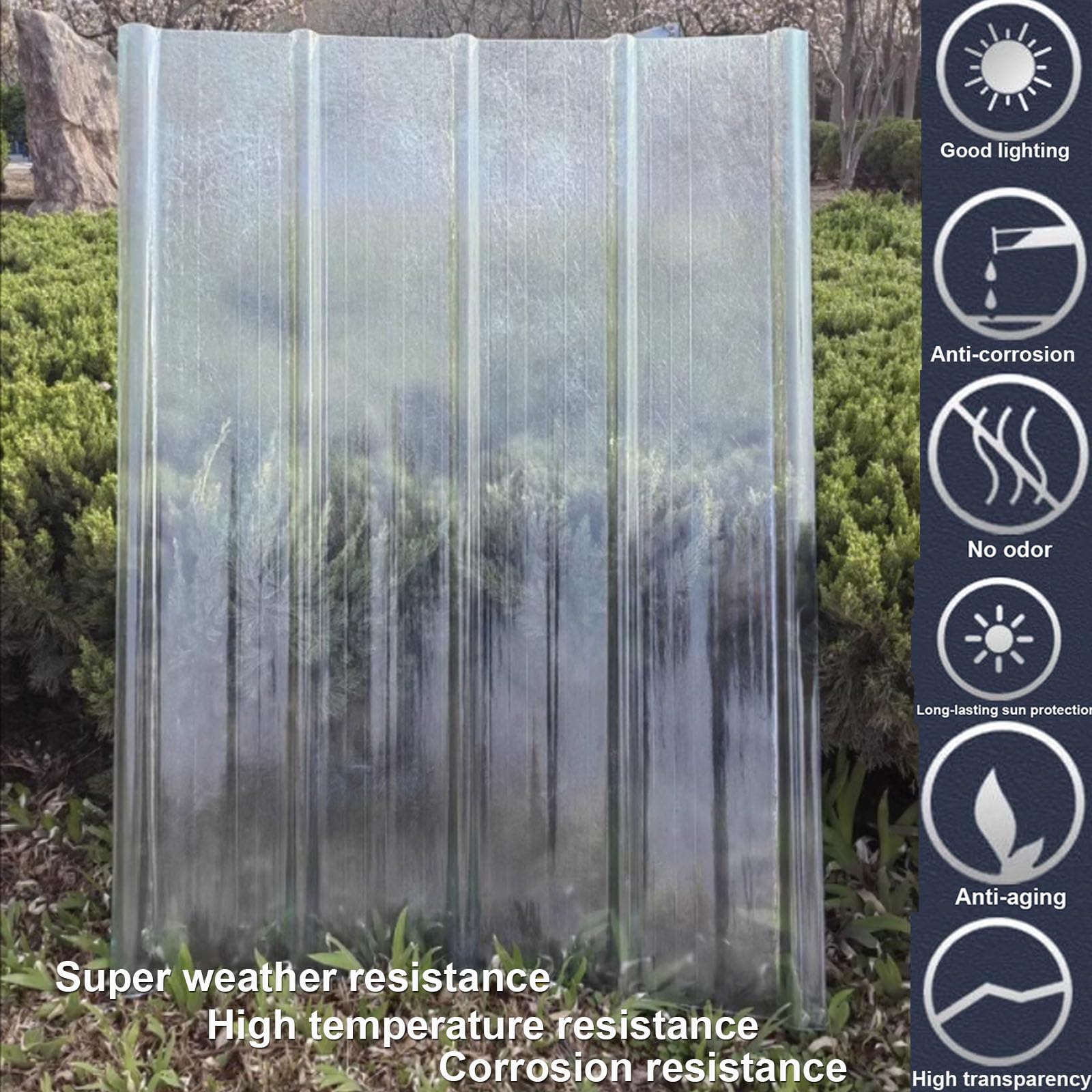 2.5mm Panel Para Tejado Transparente,Placa De Iluminación Natural De Fibra De Vidrio,Placa De Iluminación Natural FRP De Protección UV,Placa Ondulada FRP Para Exteriores (0.9×1.4m,1pcs)