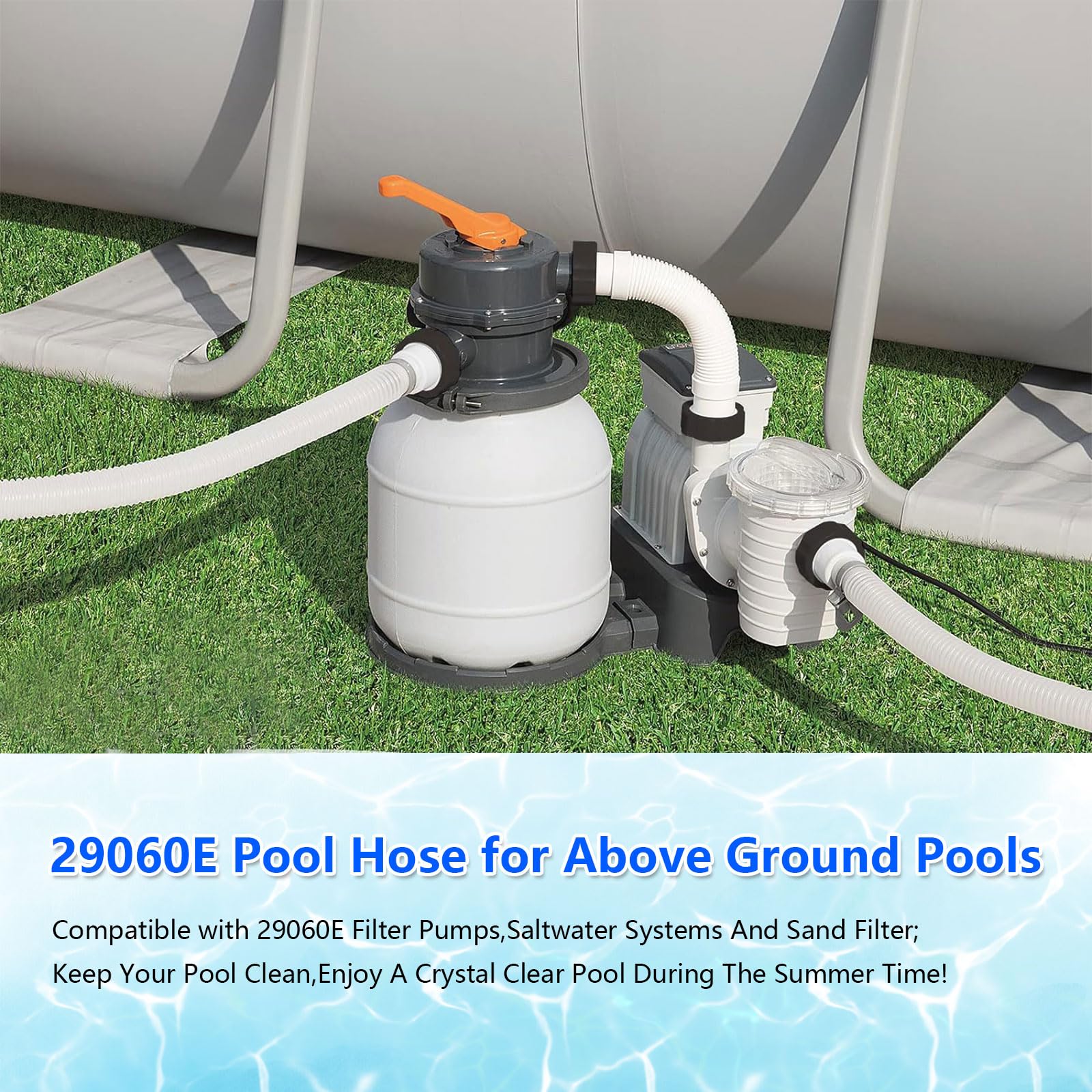 Tuyau De Raccordement Pour Pompe Filtre Piscine Hors Sol - 50 Cm (50,8 Cm), Blanc, Remplacement Facile, Circulation D'eau