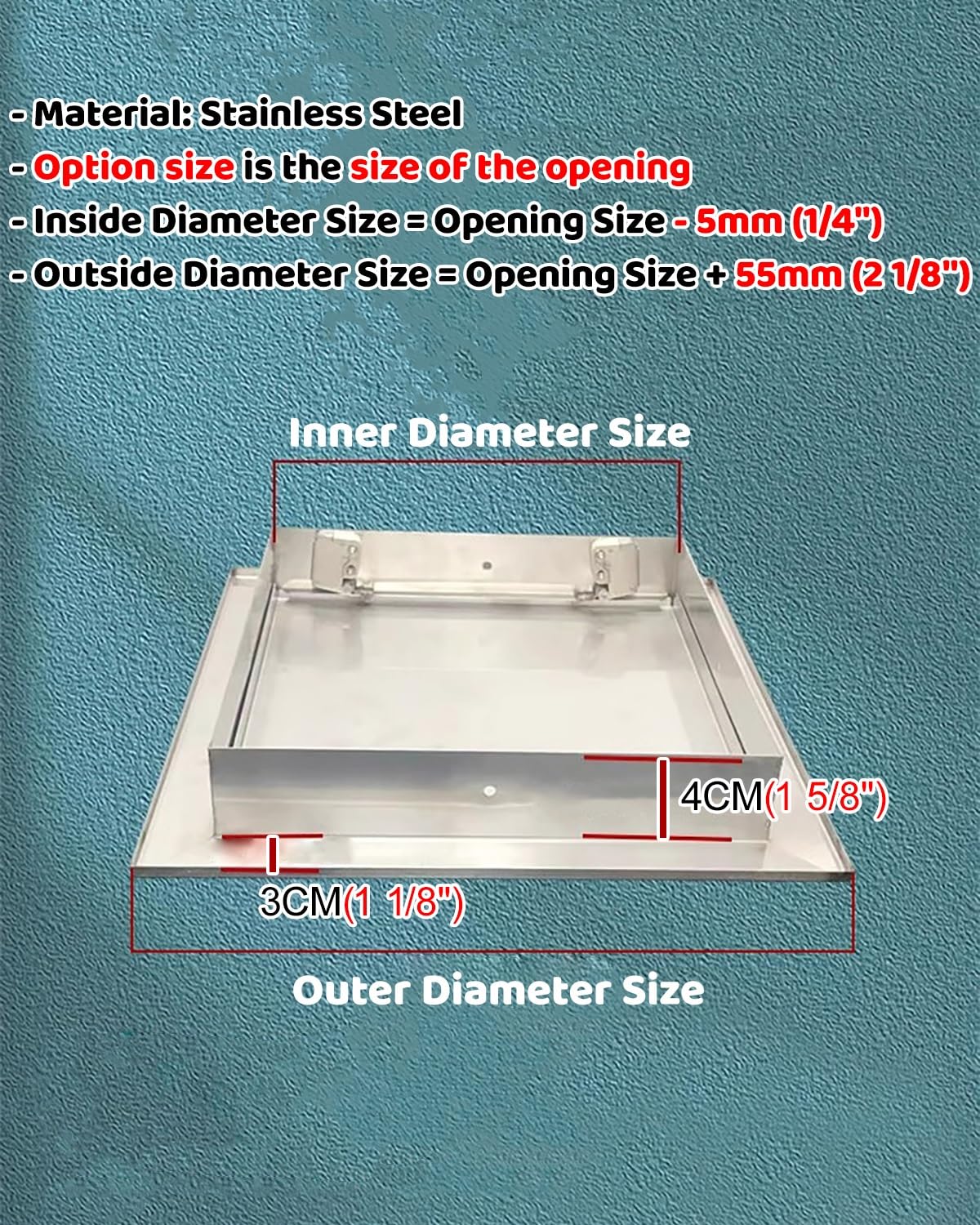 Wasserdichte Boden-Zugangsplatte – Metall-Inspektionsklappe für Sanitärinstallationen, 10,2 - 50,8 cm, 300 x 300 mm, Duschventilabdeckung, einfacher Zugang für Netzwerk- und Sanitärinstallationen