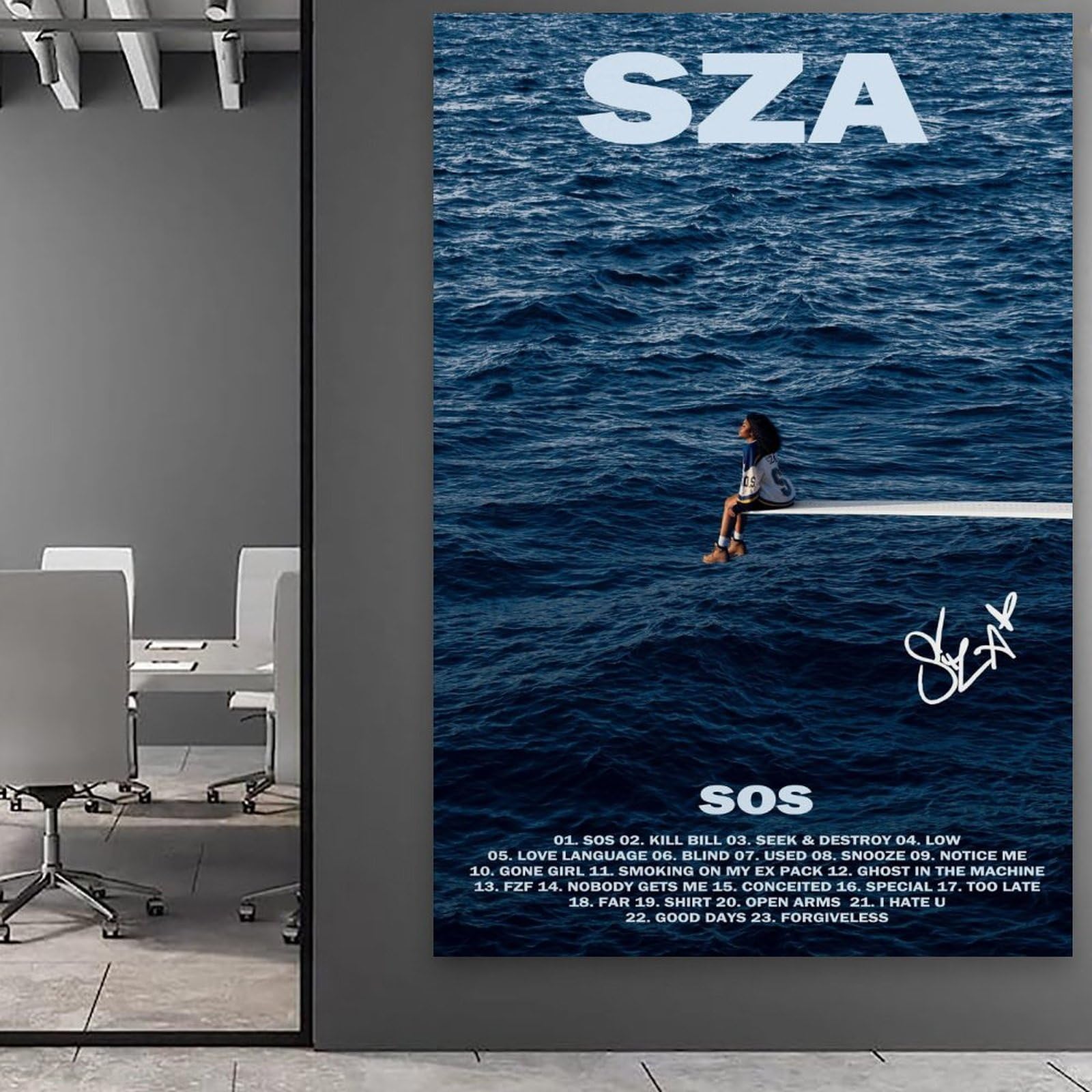 Jingluwrs Sza Poster Sos Album Signature Muziekposters voor de kamer esthetische canvas muurkunst slaapkamer decor 30 x 45 cm