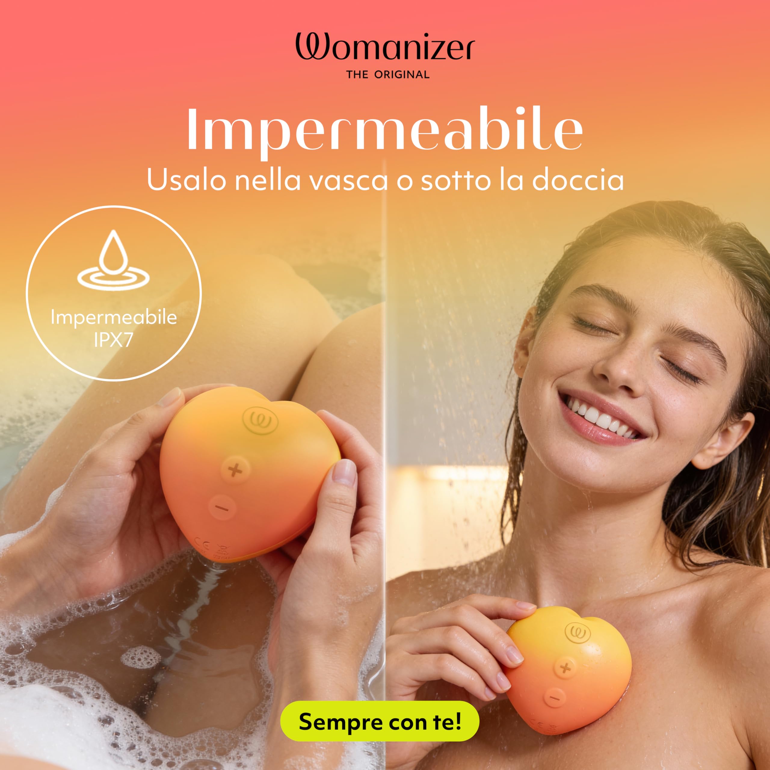 Womanizer Peach Succhia clitoride per donna | Stimolatore clitoride femminile 14 livelli| Ricaricabile | Design pesca | Vibratore clitoride Impermeabile | Sextoys Silenzioso Vibratoreper donna coppie