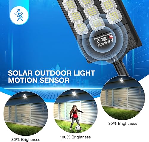Miniatura 6 de Farolas solares para exteriores, luces LED solares de 20000 lm con control remoto, luces con sensor de movimiento, para exteriores, patio, garaje,