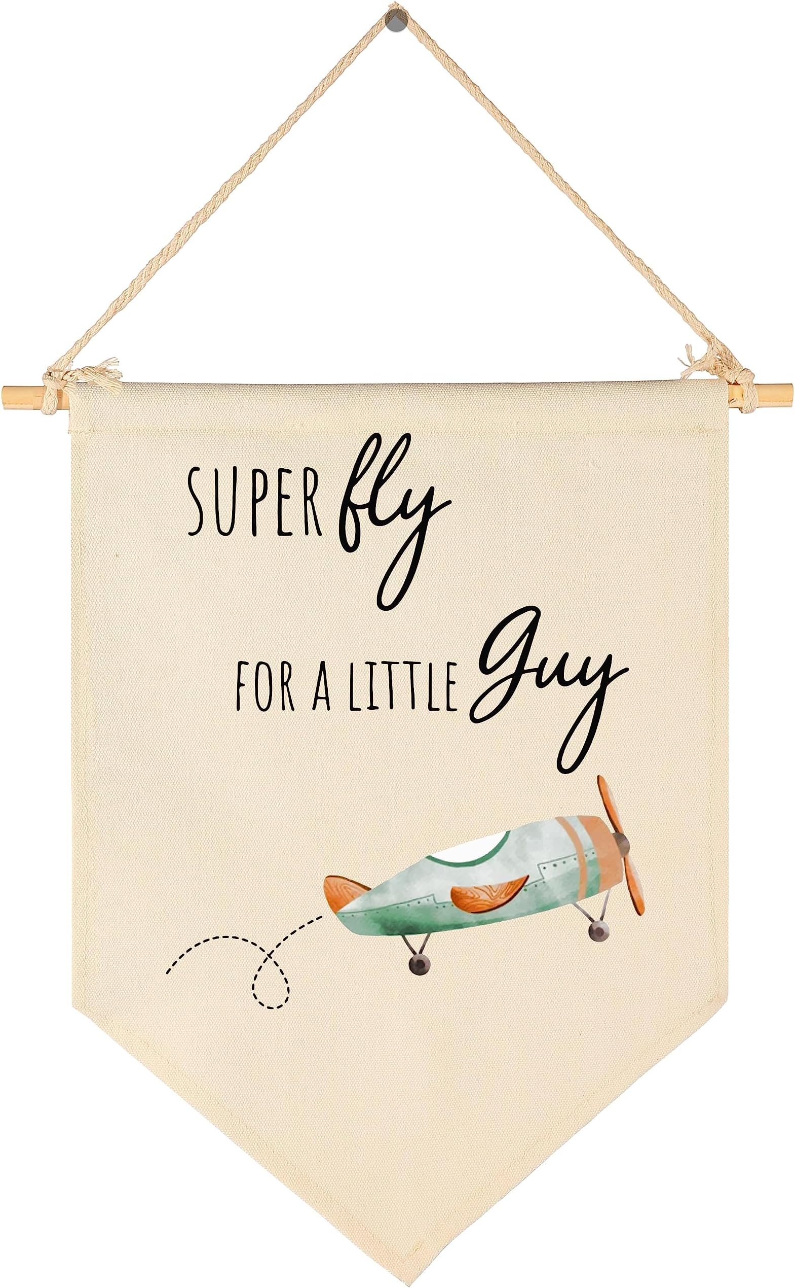 Super Fly for a Little Guy-Airplane Decor-Baby Gift Shower-Flag Decor Gift for Baby Boys Girls Newborn Kids-Banner Wall Sign Gifts for Nursery Baby Room Playroom Bedroom Front Door