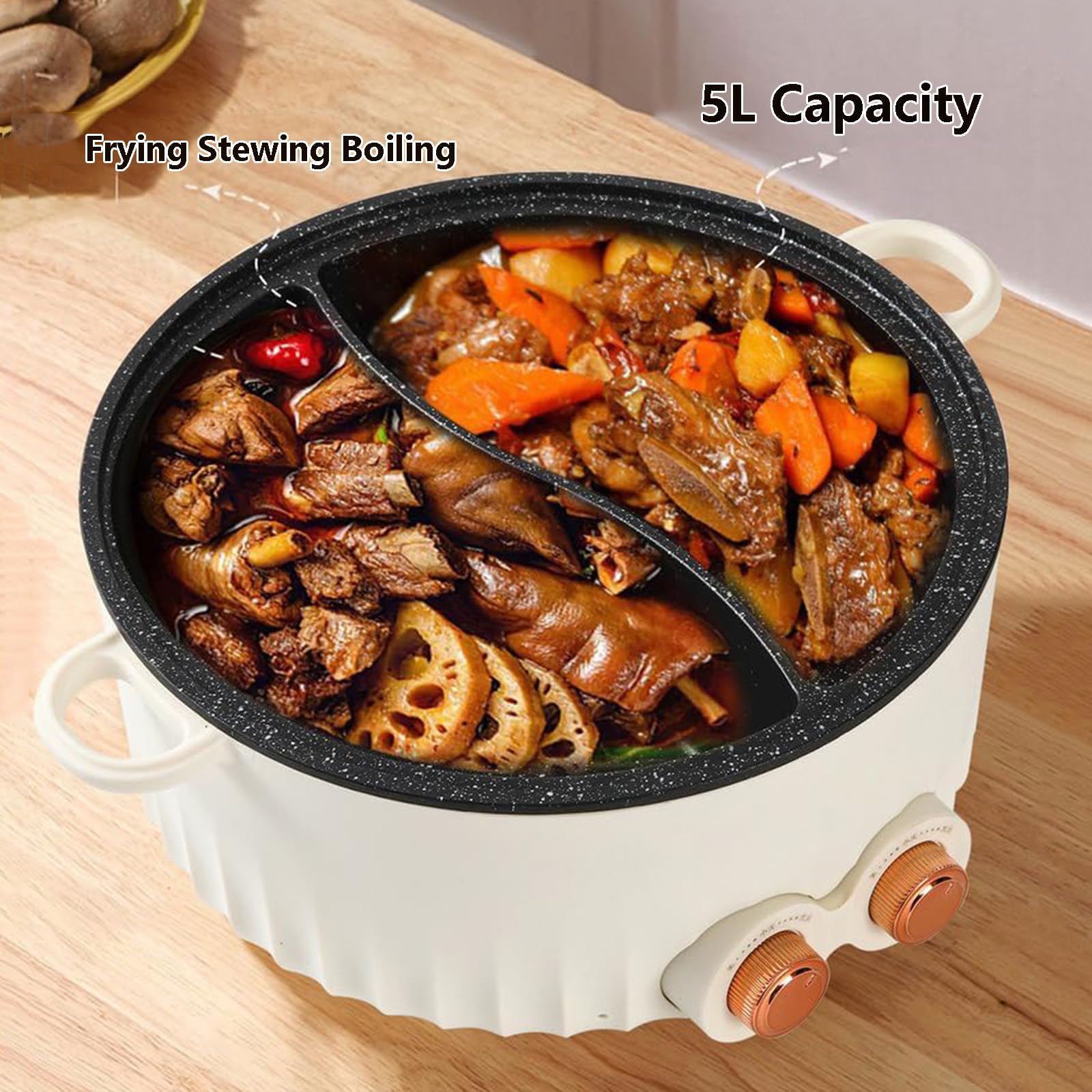 Amazon.com: Kioxiuin 6L Dual-Sided Electric Hot Pot, Non-Stick