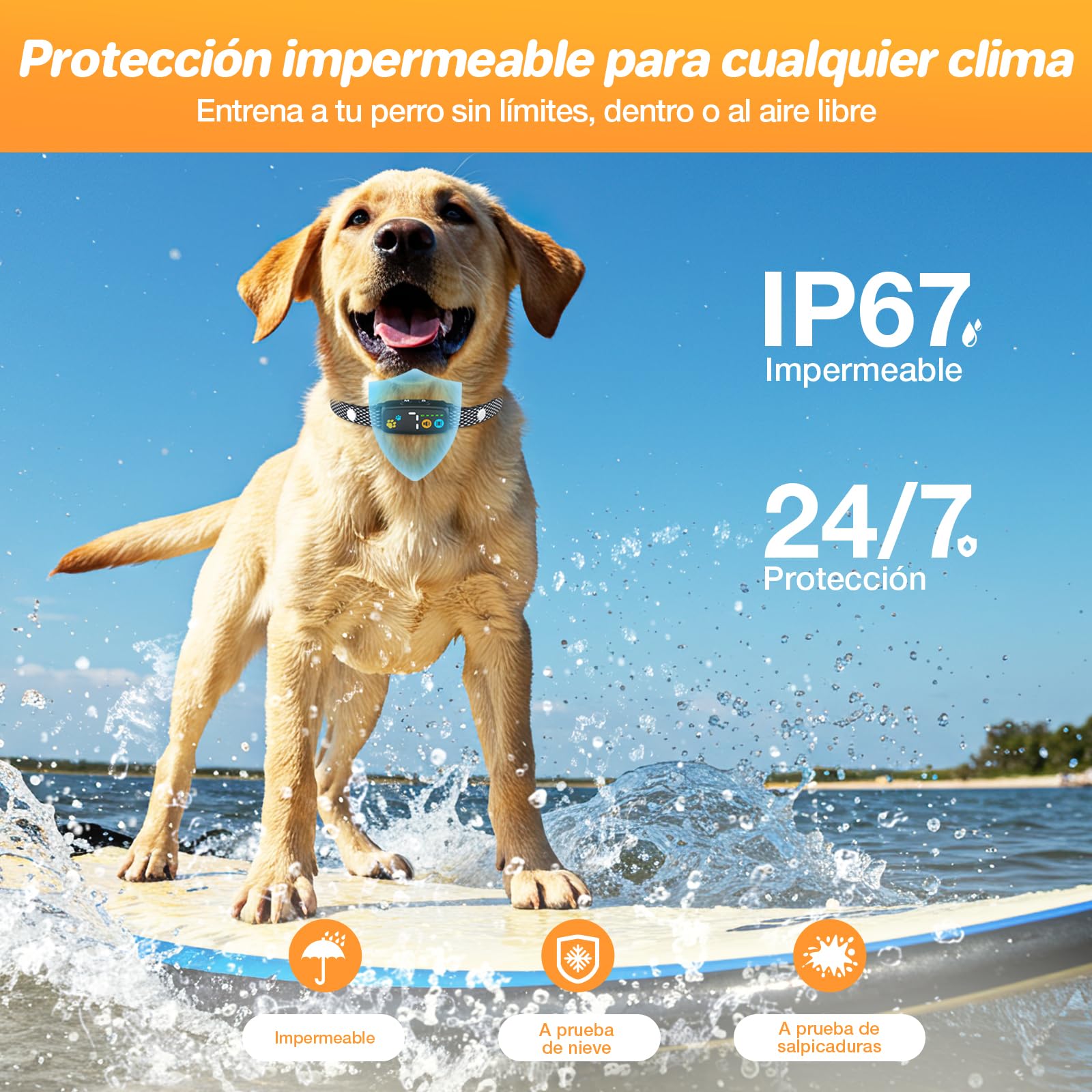 Collar Antiladridos para Perros - Collar Adiestramiento con 7 Niveles de Sensibilidad Ajustables, Recargable 3 Modos de Eficiente, Impermeable IP67 Cuello Perros Pequeños y Grandes (Negro)