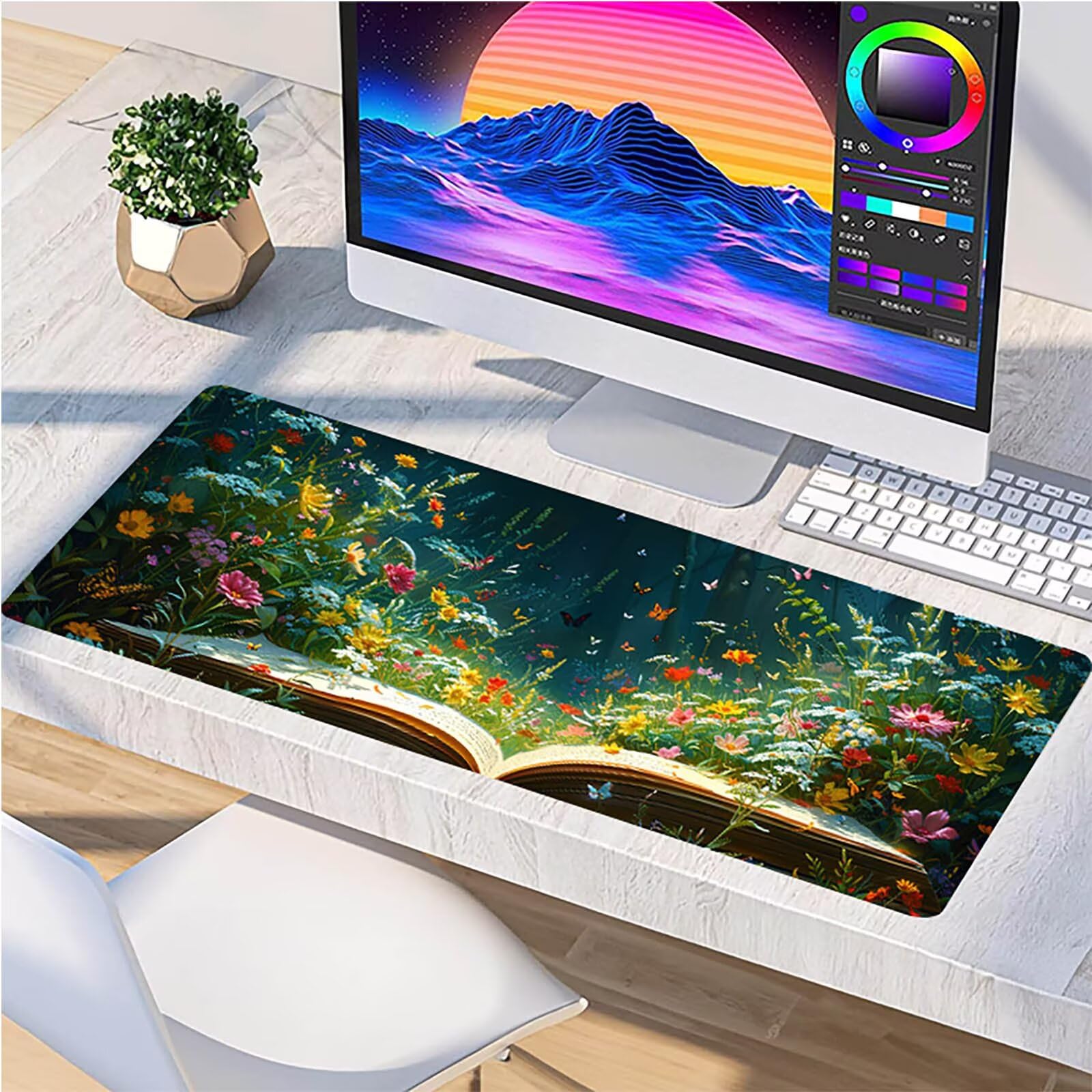 Tappetino Mouse XXL 1500 x 800 mm, Tappetino Mouse Fiore, Gaming Mousepad Migliorare la Velocità e la Precisione, Mouse Pad con Base in Gomma Antiscivolo, Ufficio Accessori Gaming, Grigio 6-1776