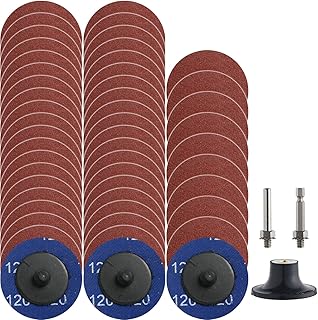 50Pcs P120 2 inch Quick Change Discs Set, A/O Sanding Discs with 1/4" Holder, for Die Grinder Surface Prep Strip Grind Polish Finish Burr Rust Paint Removal