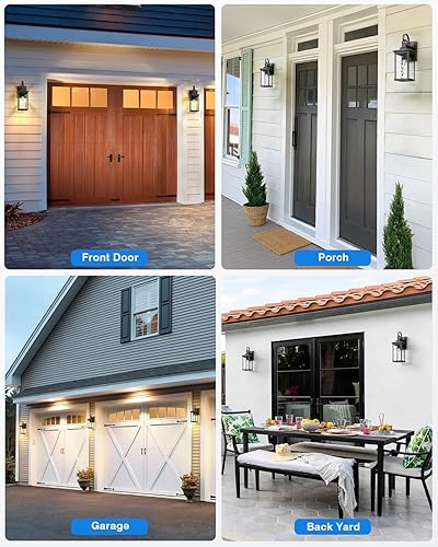 Miniatura 9 de VIANIS Farol de pared para exteriores del anochecer al amanecer, accesorios de luz exterior negra, lámparas de montaje en pared para porche, luces