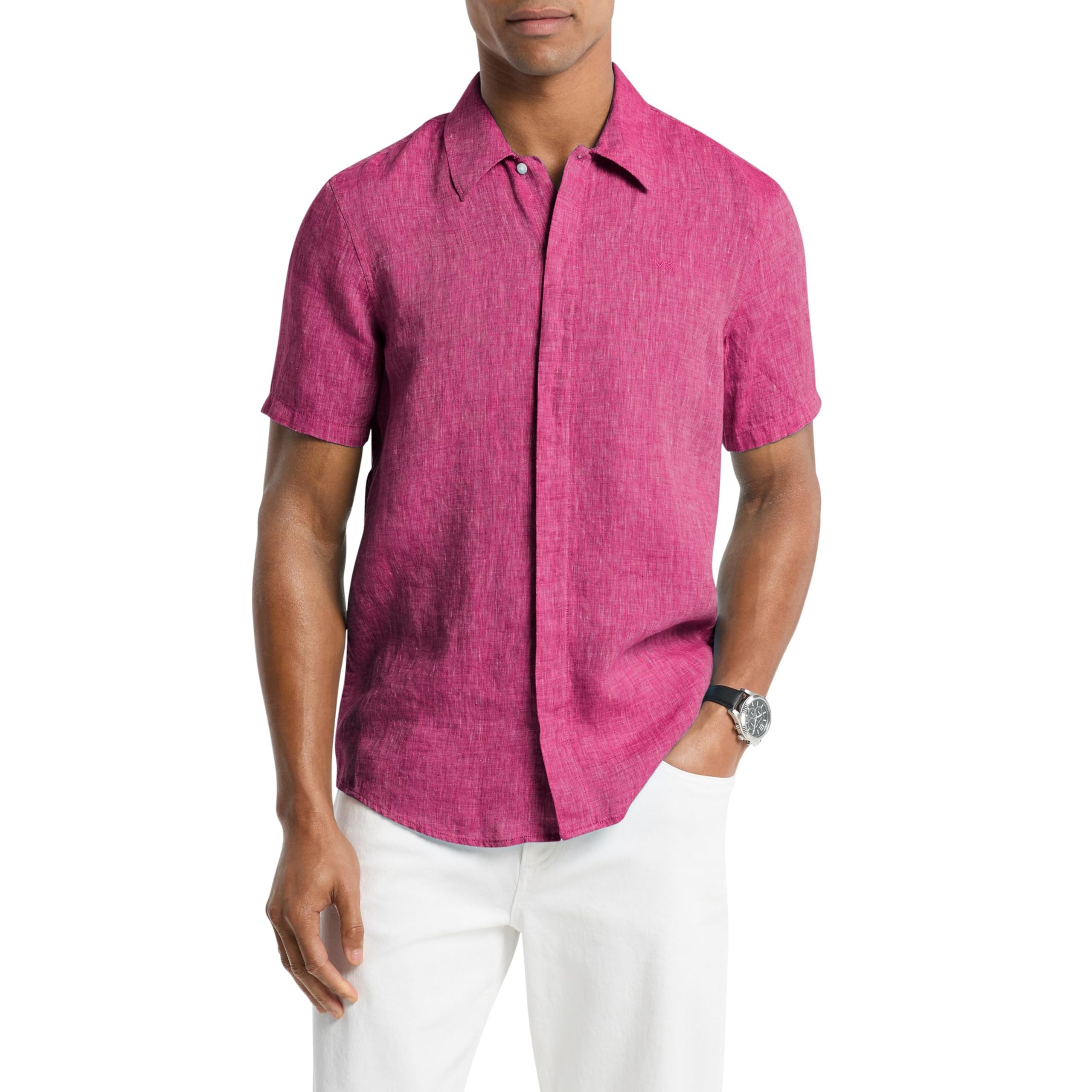 Michael Kors Men's Short Sleeve Linen Classic Fit