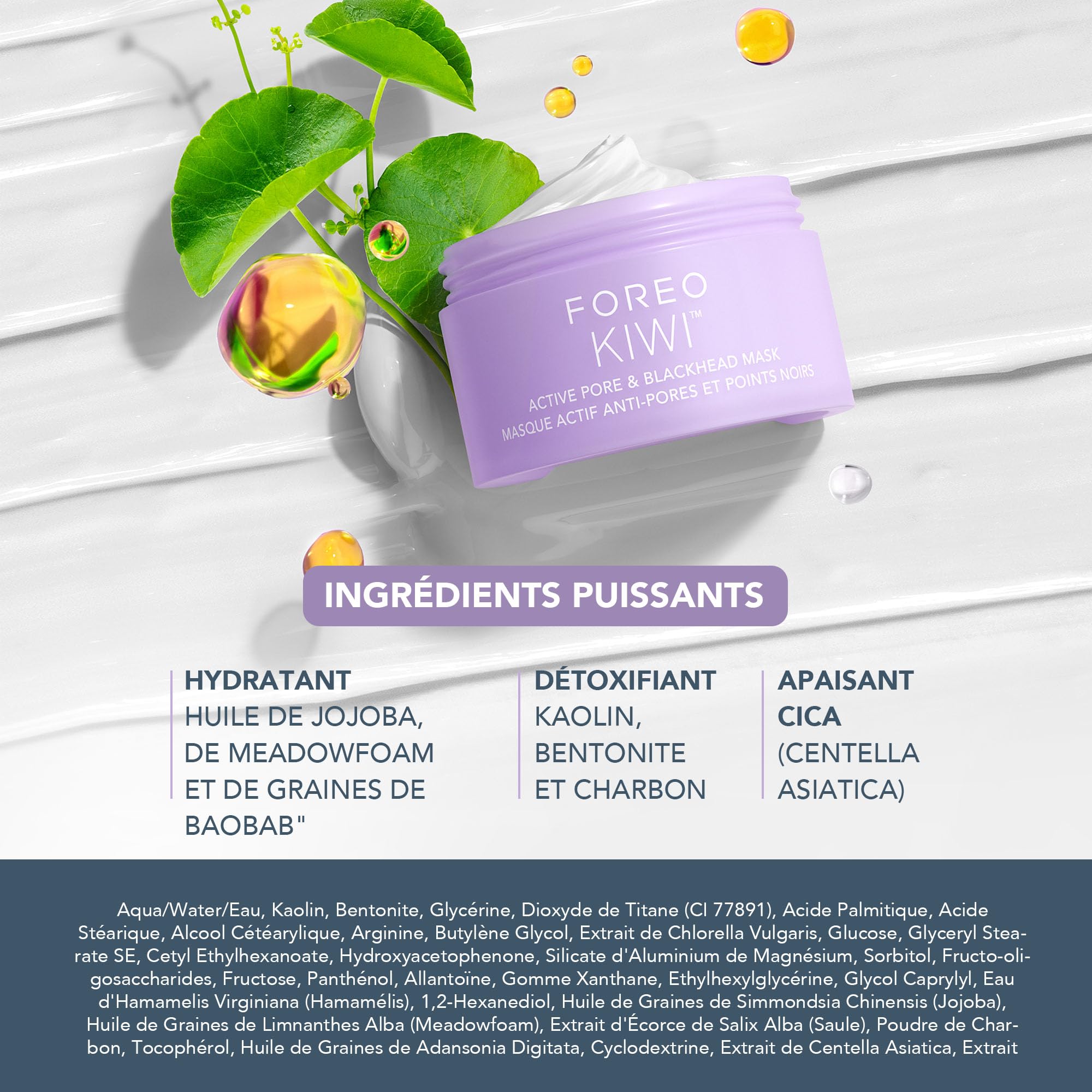 FOREO Smooth & Resurface KIWI derma Microdermabrasion - Extracteur point noir visage + KIWI Masque actif pores et points noirs 100g - Aspirateur point noir - Sans bandelettes - Aspirateur point noir