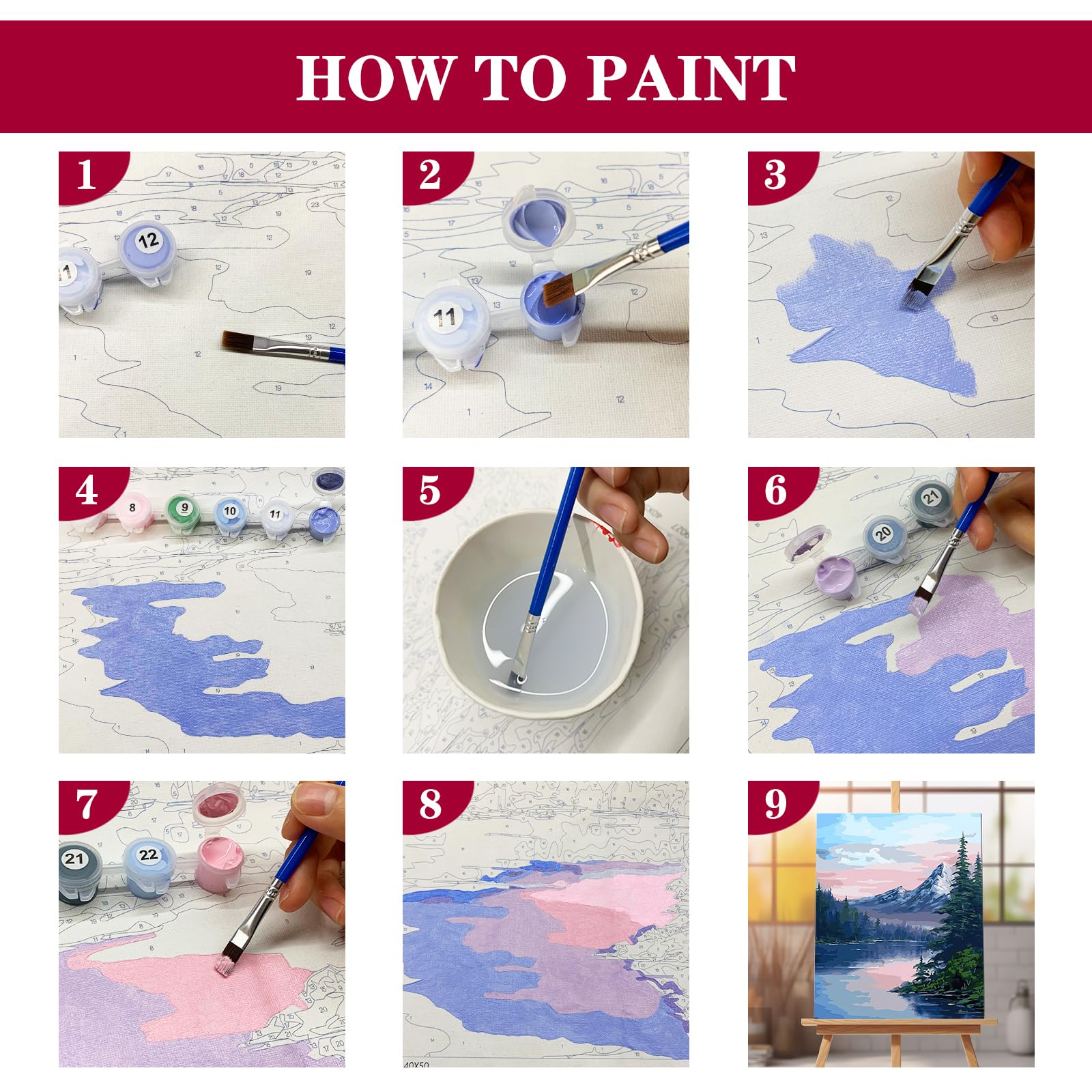 Kit per pittura con i numeri, per adulti, kit fai da te per pittura a olio per bambini o principianti, con pennelli, pigmento acrilico, disegno, pittura, 40,6 x 50,8 cm