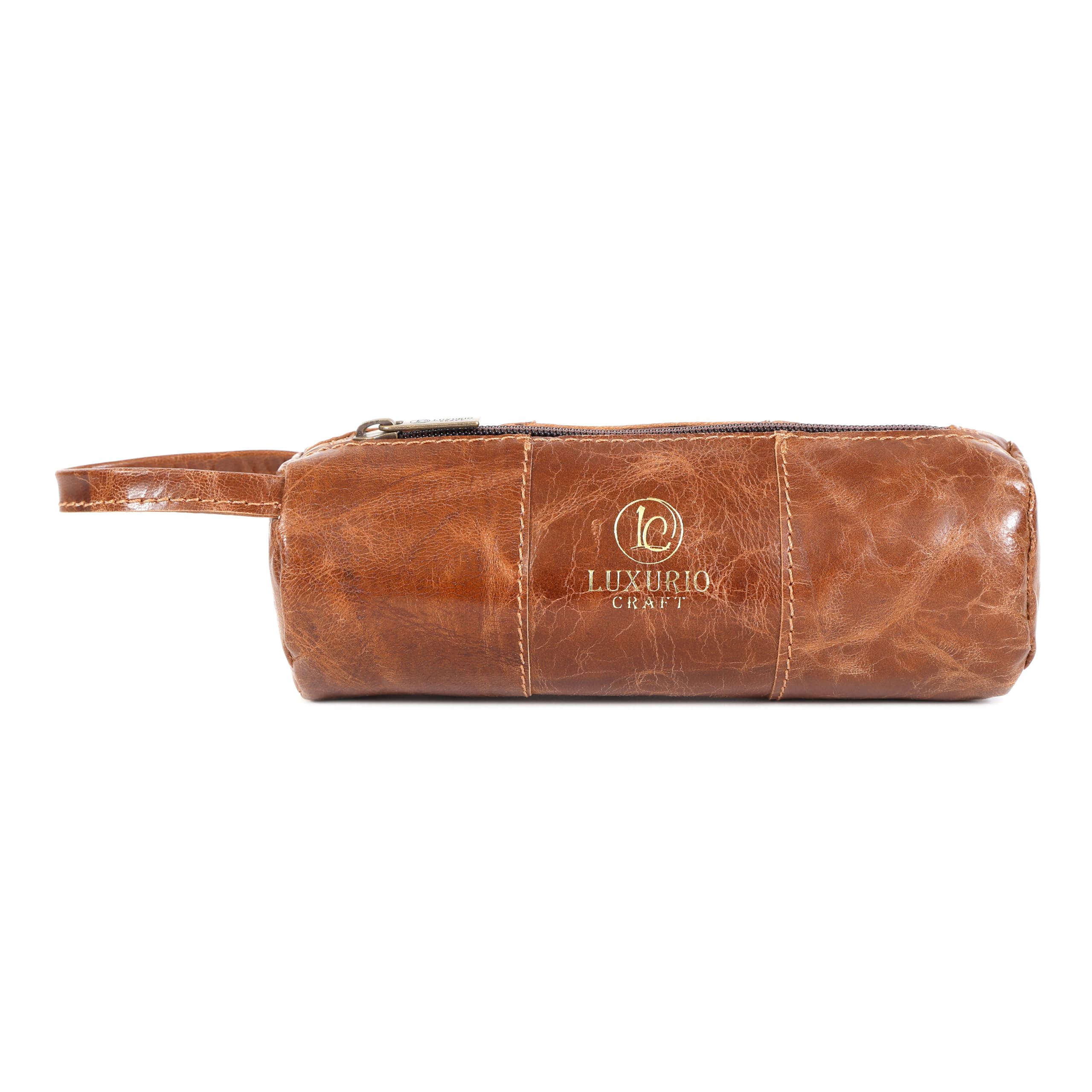 Premium Genuine Leather Pencil Box | Handmade Zippered Stationery Pouch | Vintage Brown Leather Pen Case for Office, School & Travel-image-24
