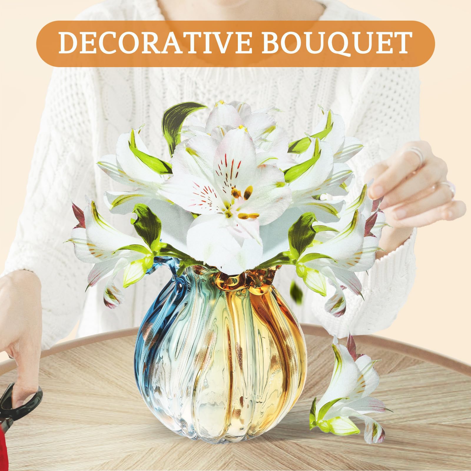 Alasum Jarrón de Vidrio Moderno para Flores Secas Seda Diseño Único, Decoración Delicada Adecuado para Aniversarios y Regalos de Inauguración de Casa