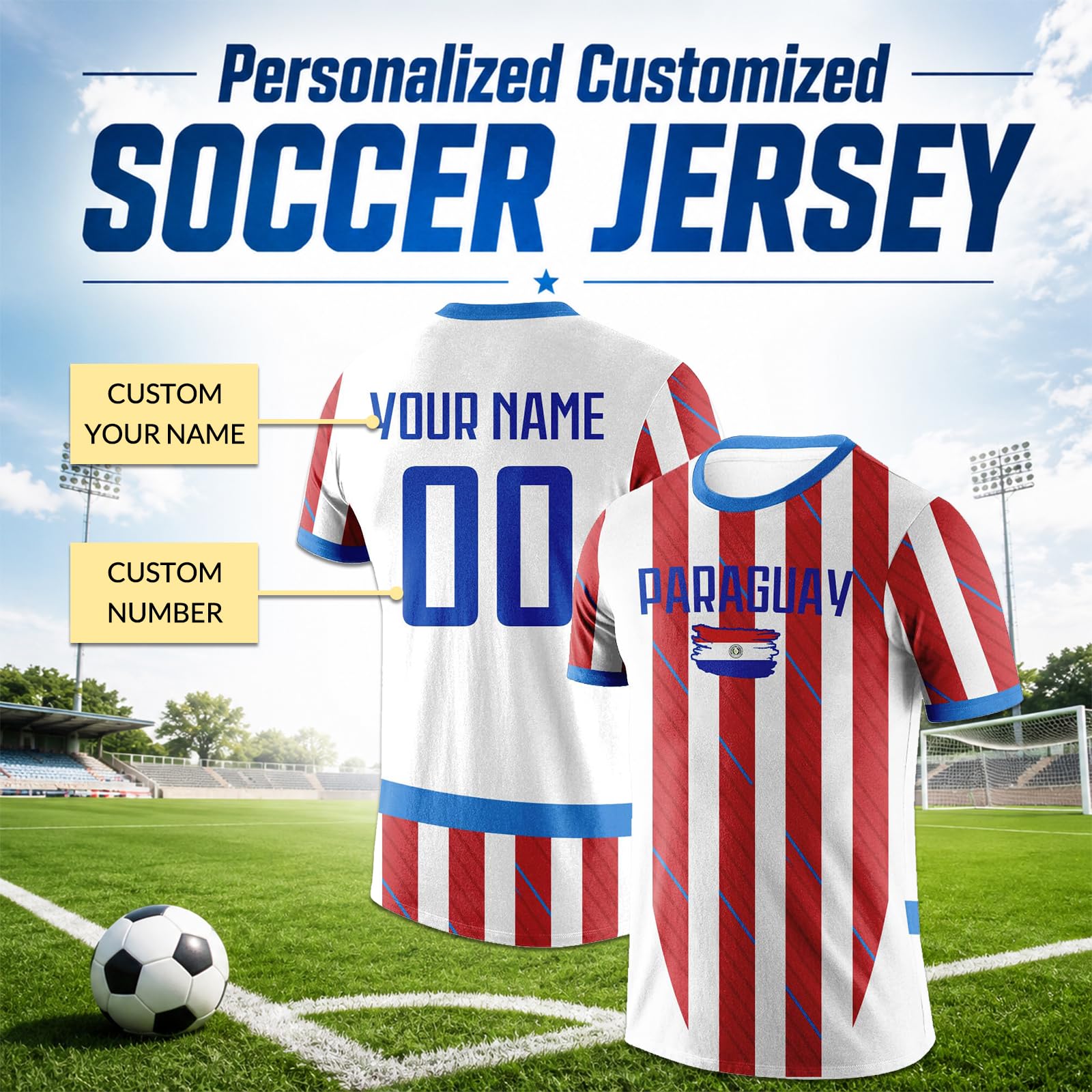 Genérico Camisetas de fútbol Personalizada para Mundial 2026 para Hombre Mujer niños con Nombre número