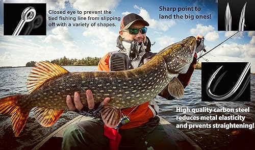 Miniatura 6 de Angler's Grotto Gancho de pulpo  2550 unidades por paquete  Anzuelos de pesca de agua dulce y salada  Acero de alto carbono extra fuerte  Tamaño