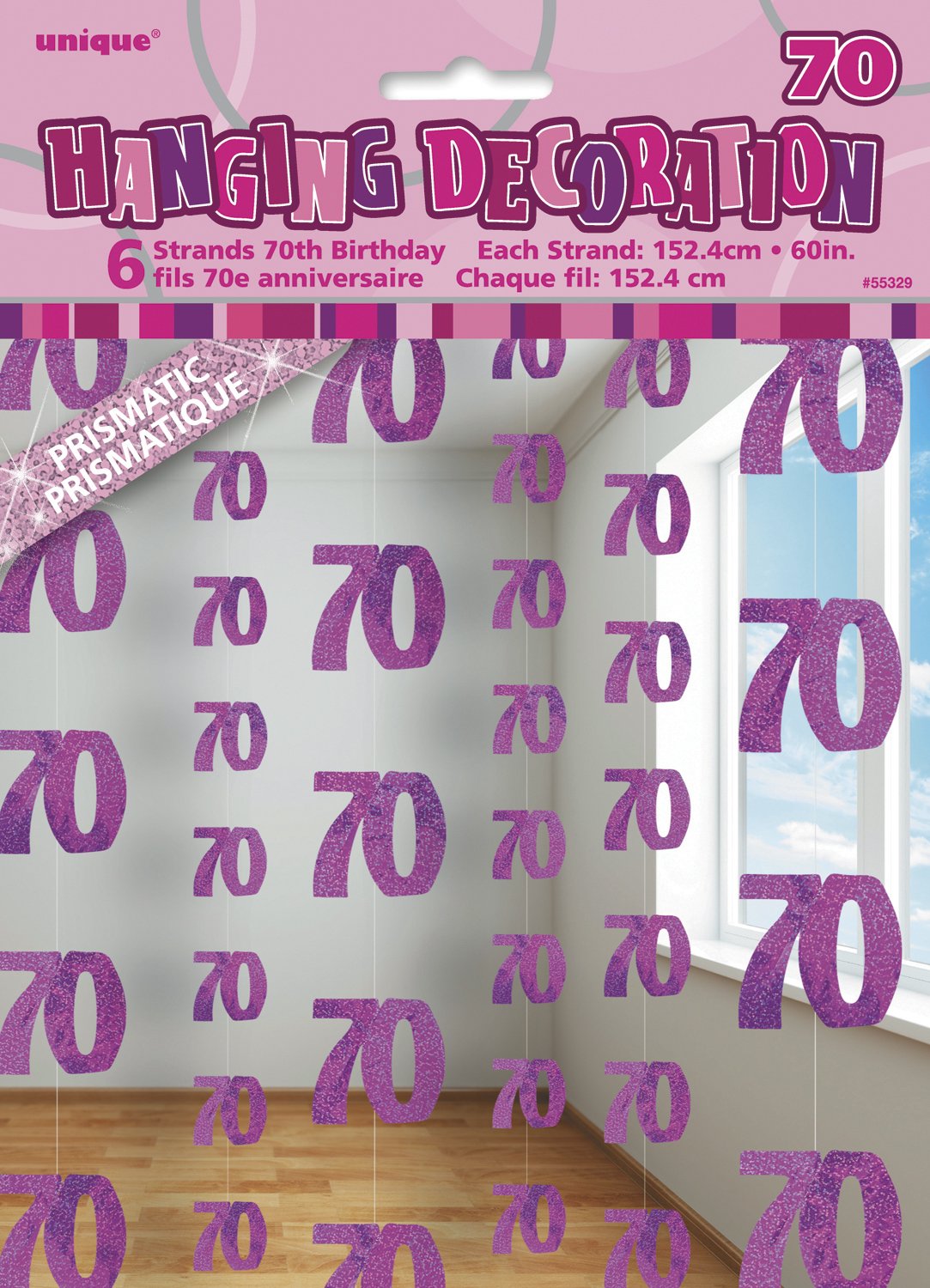 Unique Party 92068 - 9ft Foil Glitz Pink Happy 80th Birthday Banner — view 47