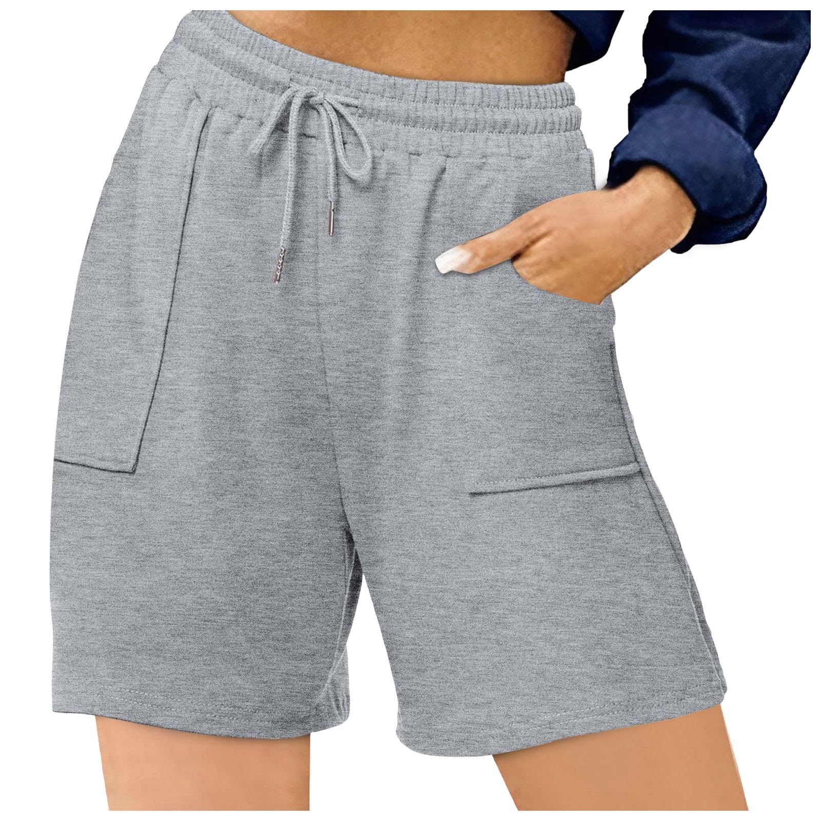 Shorts mujer deportiva midi ancho con cordon ajustable y cintura elastica 6