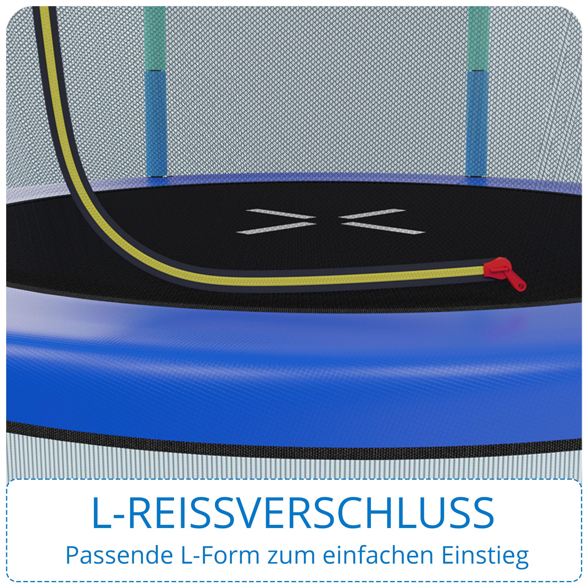 KINETIC SPORTS Kinder Trampolin Jumper 140 cm - Inklusive Gummiseil Federung, Sicherheitsnetz mit Reißverschluss, Rahmenpolster, Schutz Bodennetz - Indoor Kindertrampolin Spielzeug