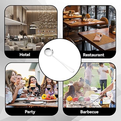 Miniatura 5 de Cucharas de sopa de acero inoxidable, cucharas de sopa ruidosas de metal coreano para postres, café, 6.7 pulgadas, juego de 2