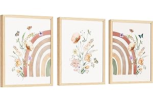EXCOOL CLUB Rainbow Nursery Decor - Rainbow Wall Art Prints Posters for Boho Girls Bedroom