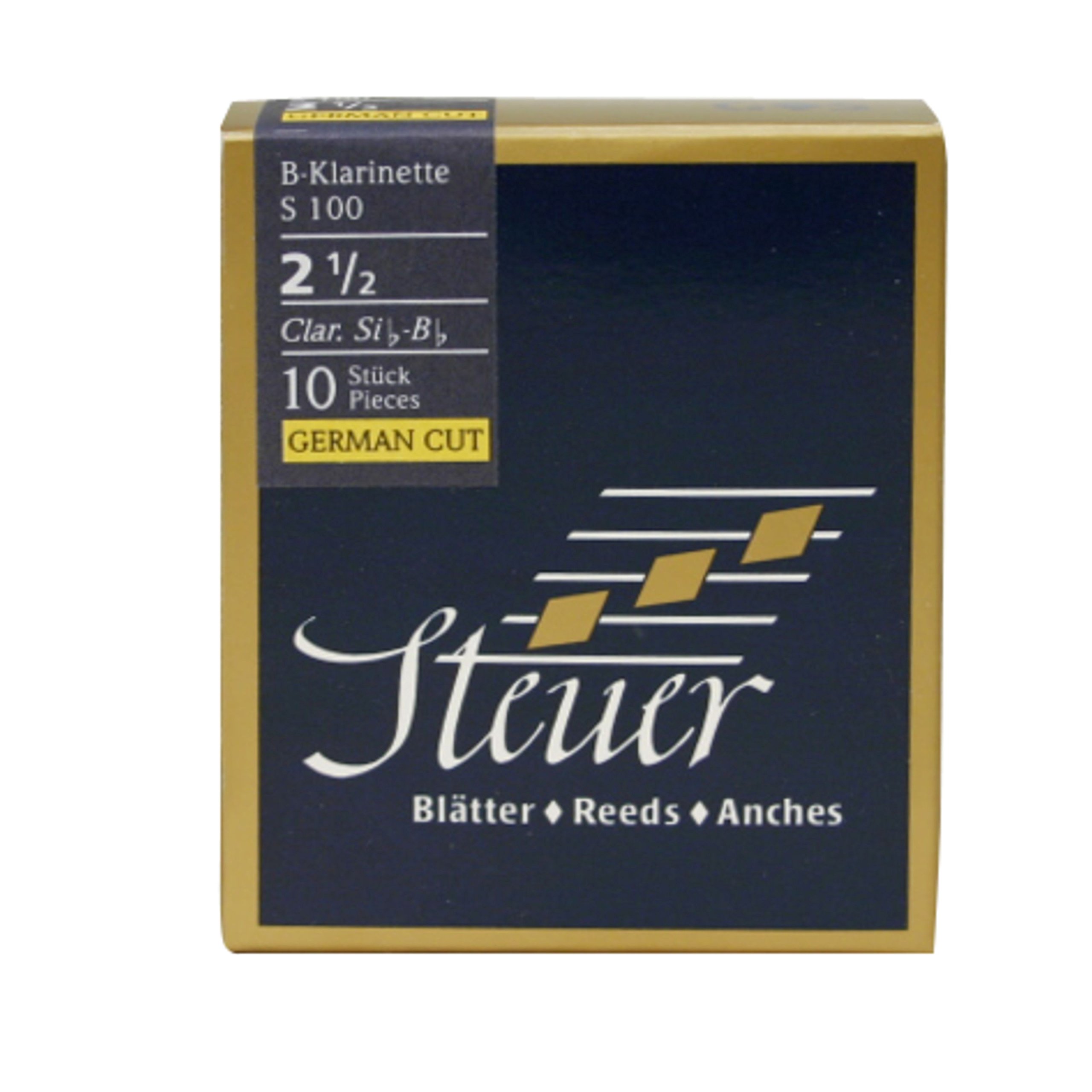 Steuer - Canas Clarinete en Sib Blue Line S100, corte alemán, caja de 10, fuerza 3