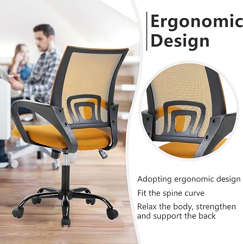 Miniatura 6 de PayLessHere Silla de oficina para computadora, ergonómica, silla de escritorio barata, ajustable, cómoda, con respaldo medio, silla giratoria con