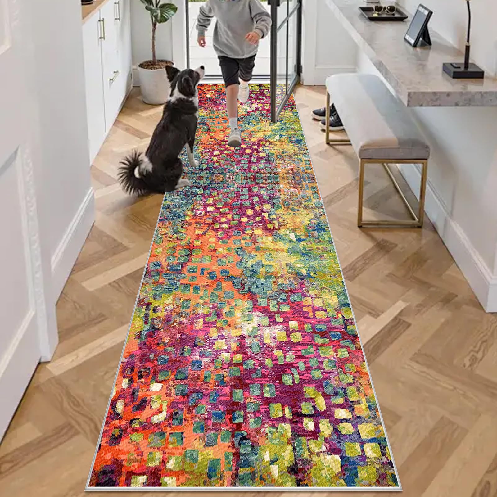 Dywan kuchenny przed zlewem do wnętrz wejścia 120 x 320 cm Długi dywanik antypoślizgowy dywanik z krótkim włosiem chłonny dywanik do drzwi długa mata podłogowa do przedpokoju kuchnia sypialnia