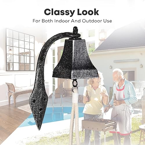 Miniatura 4 de Campana de cena Upstreet para exteriores o interiores, hecha de cobre rojo y hierro fundido, campana para colgar en la pared para superficies