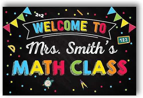 Anna Flora Cartel de bienvenida a la clase de matemáticas, decoración personalizada para profesores para aula, impresiones escolares, letrero de