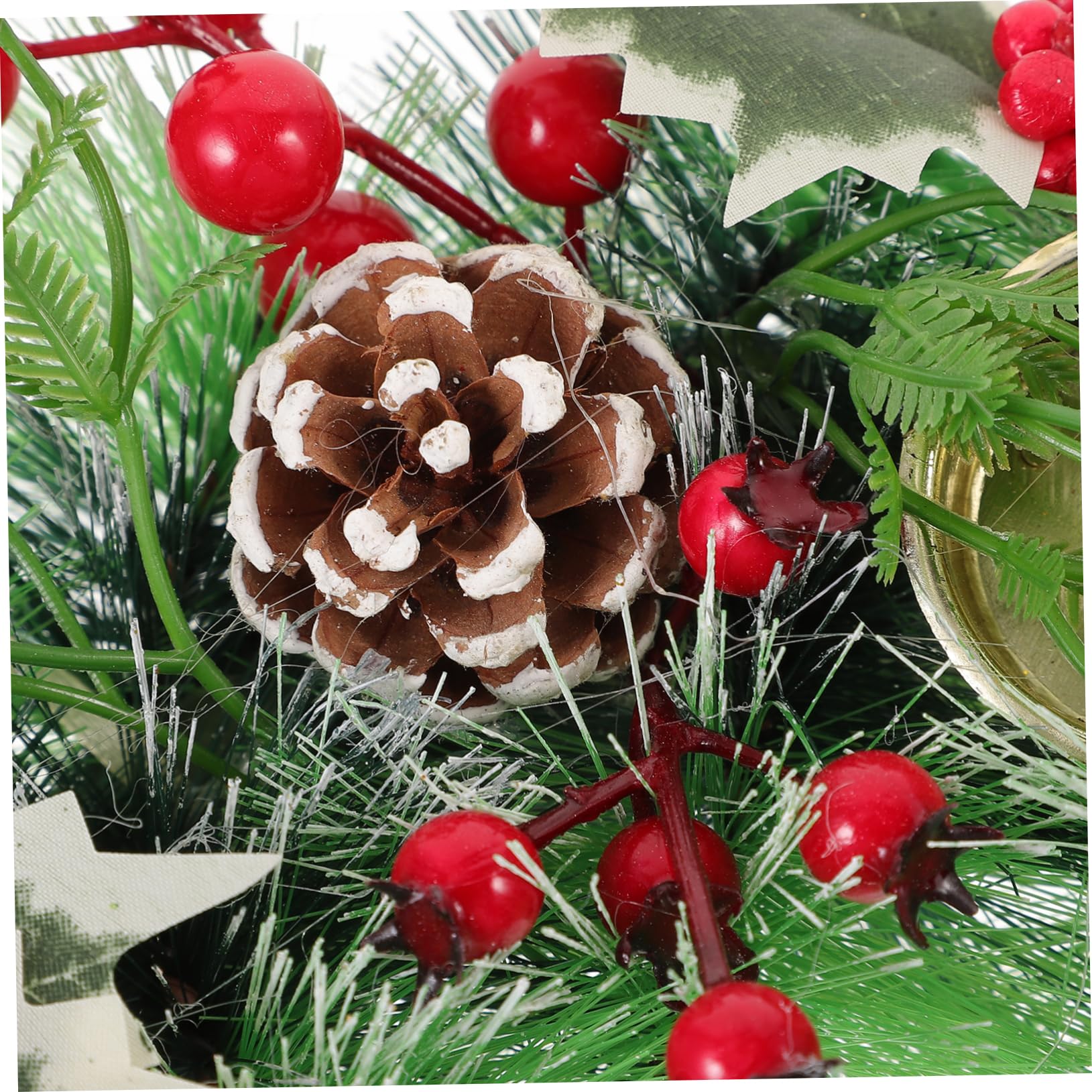 Ciieeo Christmas Candle Wreath Decoration Holiday Candle Ring for Festive Table Centerpiece Lifelike Pine and Greenery Design for Xmas Parties and Family Gatherings