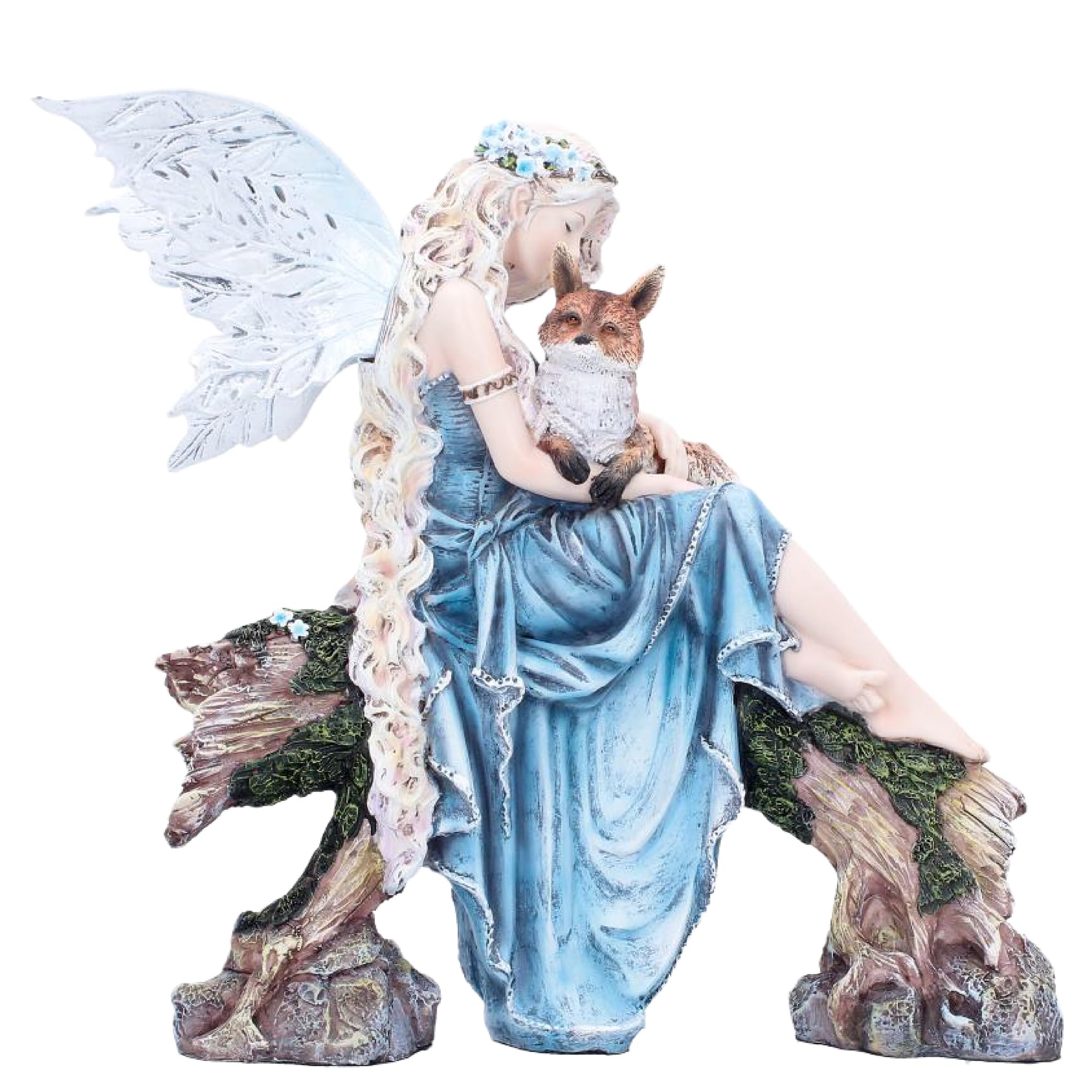 Nemesis Now Blue Elariel And Faelan – Resin Woodland Sculpture, Hand-Painted Fantasy Decor, Fairy Garden Accent