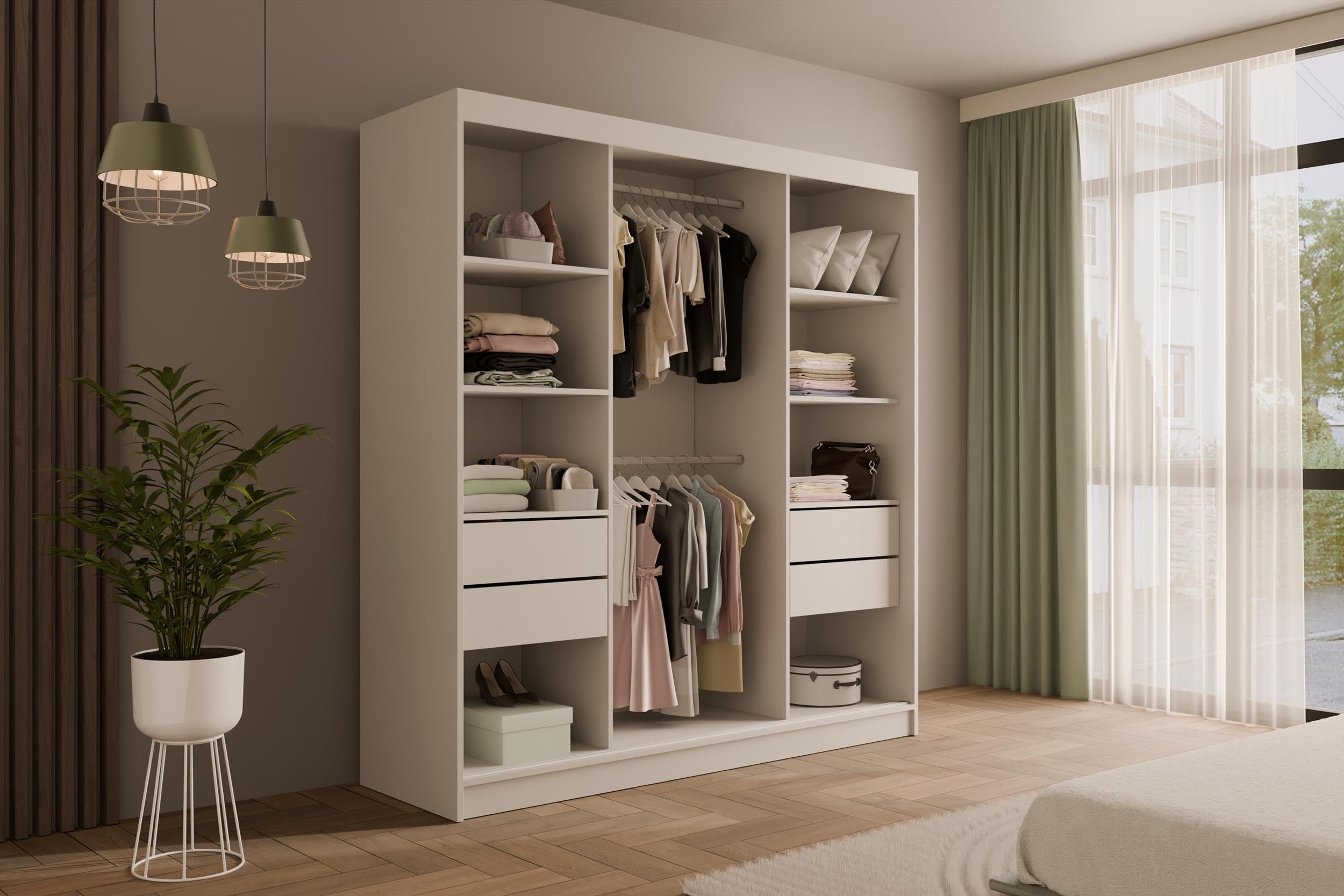 ALTDECOR Schwebetürenschrank mit Spiegel V2-ZENTI - 215X200