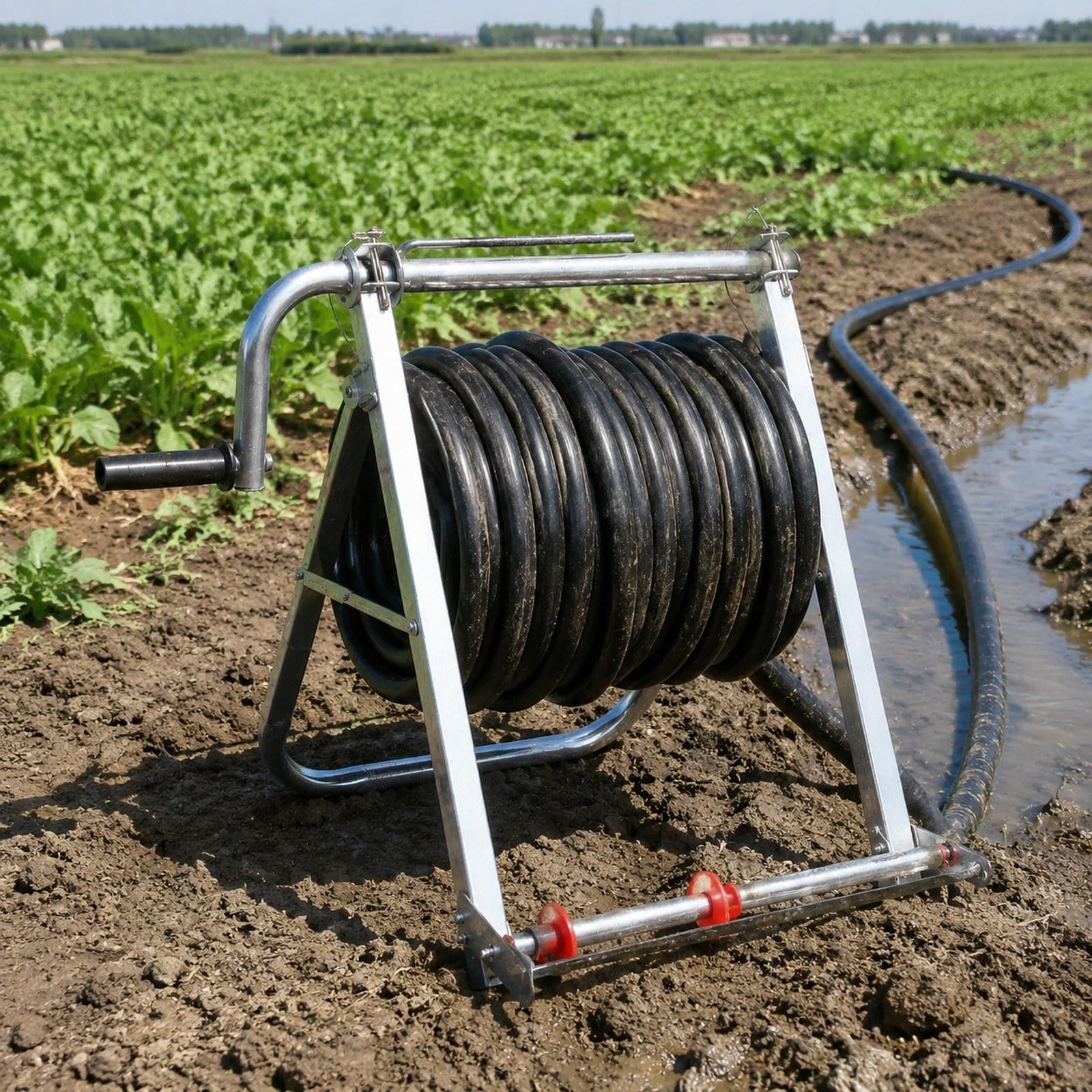 Avvolgitubo, Attrezzo da Giardino, Supporto per Tubo dell'Acqua Autoportante, Organizer per Sistemi di Irrigazione da Giardino, Agricoltura, Senza Disco
