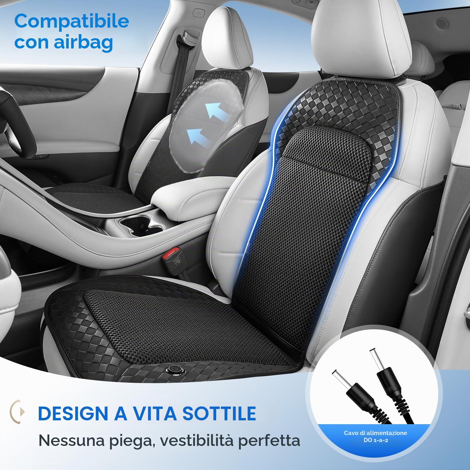 Coverado Estate Auto Coprisedili con 8 Ventilatori, 3 Velocità Regolabile Coprisedile Auto Ventilato Universal Fit per limousine,LKW, SUV, VAN