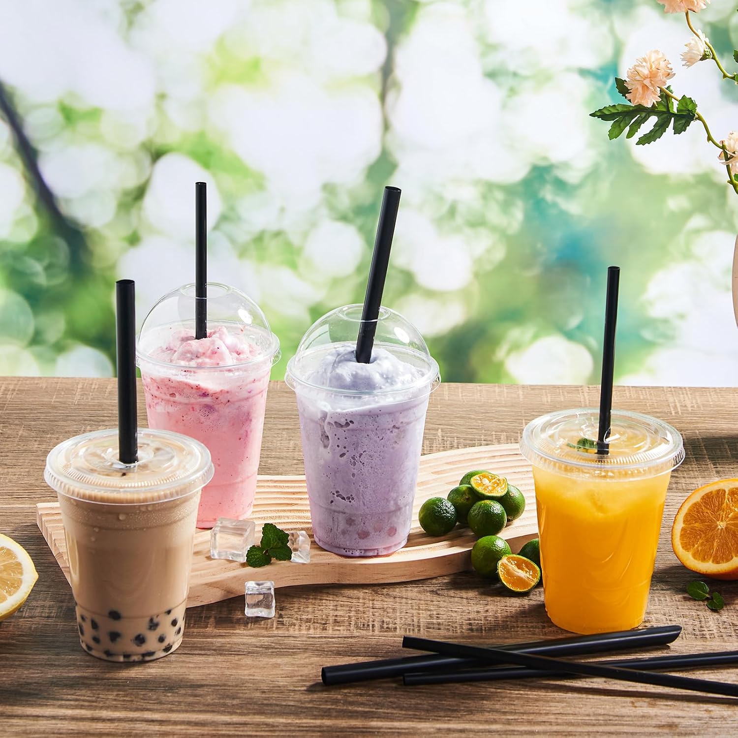 Disposable Black Plastic Boba Straws 9 Inch-11mm Extra Wide Diameter Individually Wrapped 600 Count Bulk for Bubble Tea, Smoothies, Milkshakes-Shatterproof, Elegant for Parties, Cafes, Upscale Events