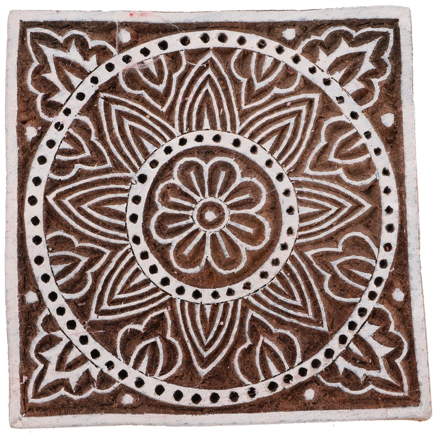 Timbro Indiano In Legno Intagliato A Mano OM 4 Cm Per Stampa Su Tessuto - 3