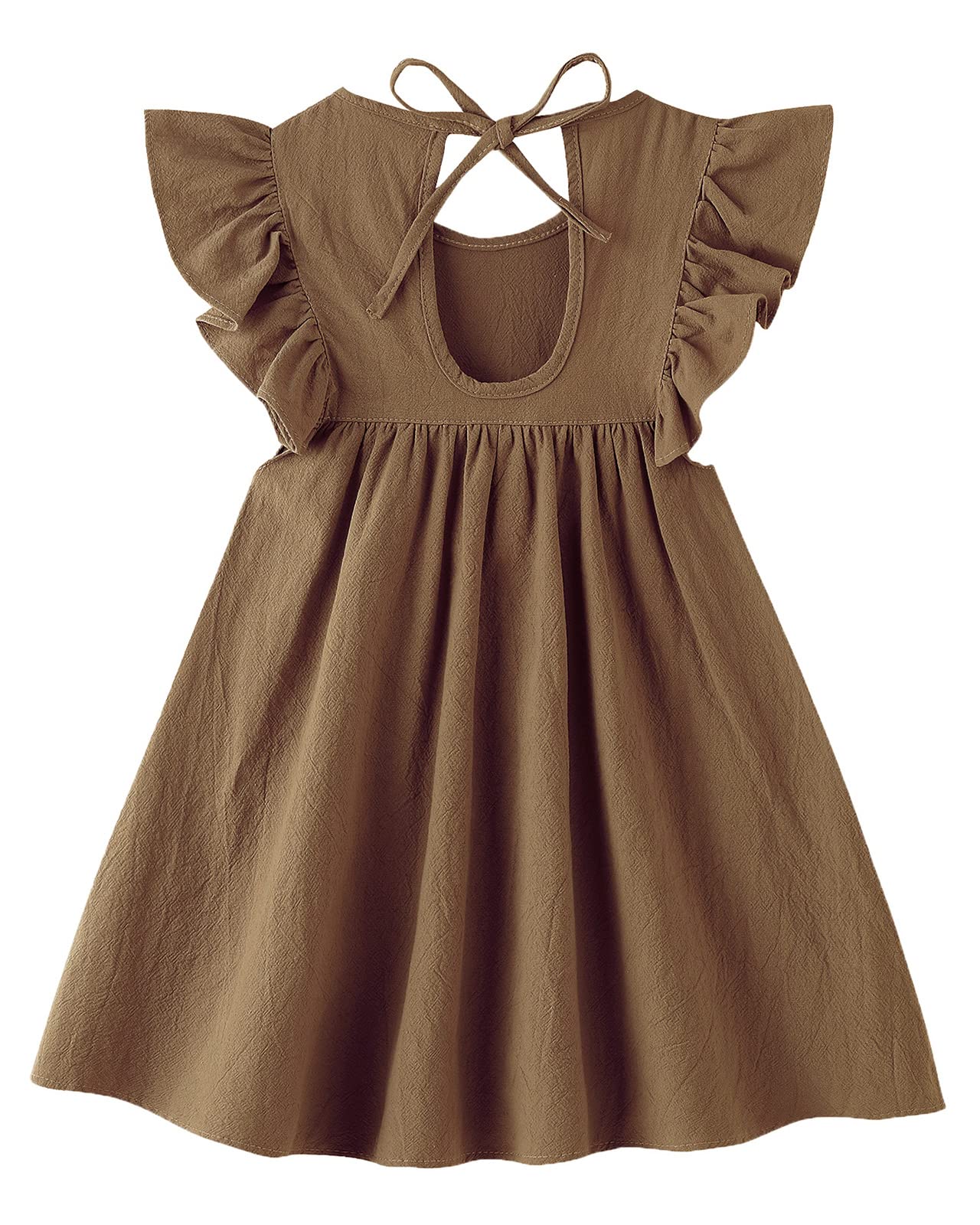 Vestito da bambina in cotone e lino con volant Halter senza maniche Abiti estivi per bambini