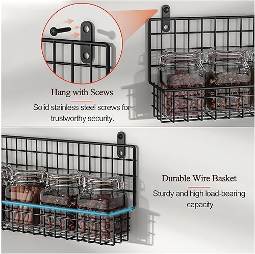 Miniatura 3 de X-cosrack Paquete de 4 soportes de pared para especias, organizador de condimentos conectable mejorado para ahorrar espacio, almacenamiento de