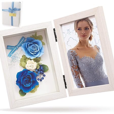 Amazon Co Jp リリスエピス Lilys Epice プリザーブドフラワー フォトフレーム 写真立て 母の日 ギフト プレゼント日本製 ホワイトフレーム エターナルブルー Pp2bl ホーム キッチン