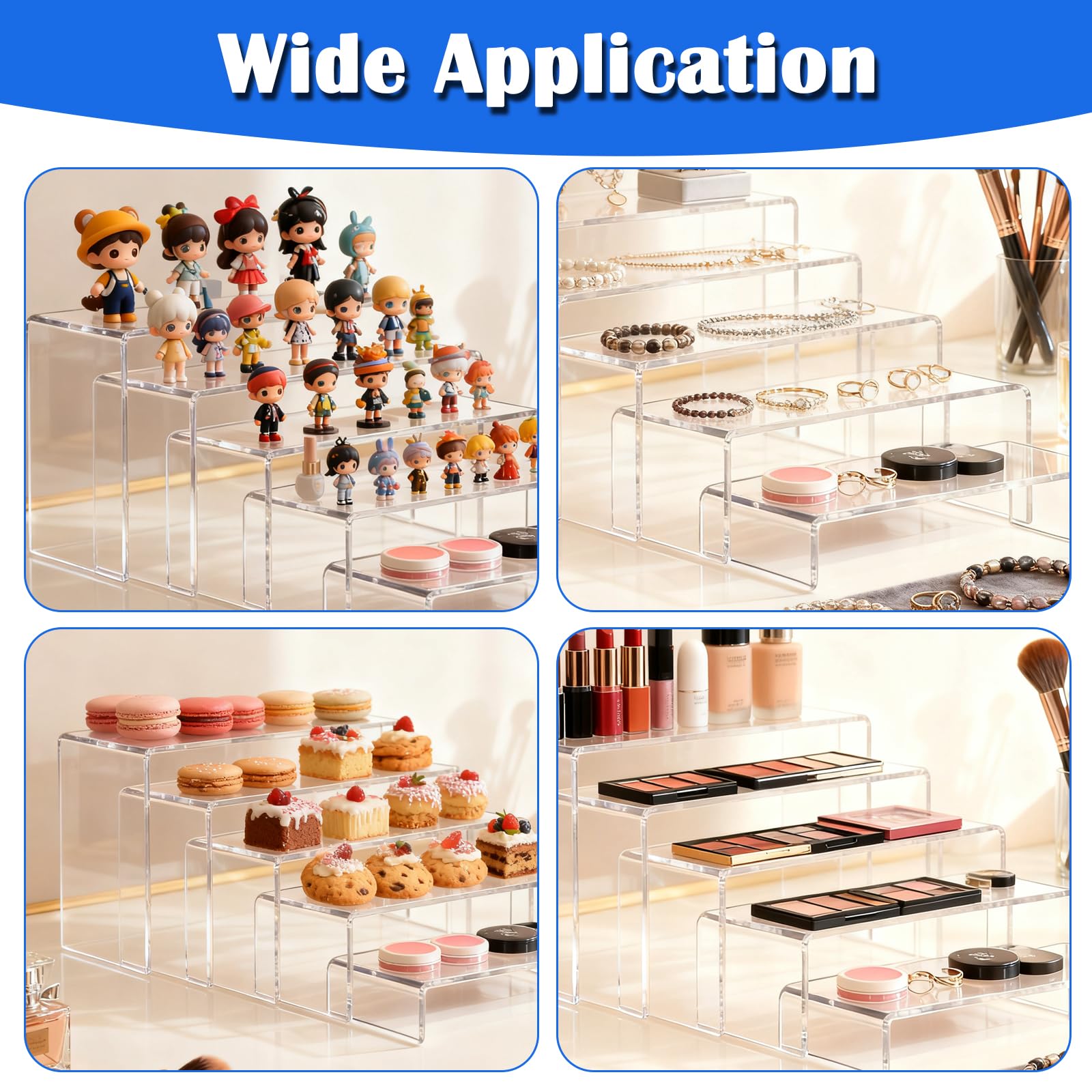10 supporti per display in acrilico, 5 misure, trasparenti Riser, supporto per display, cosmetici, cupcakes