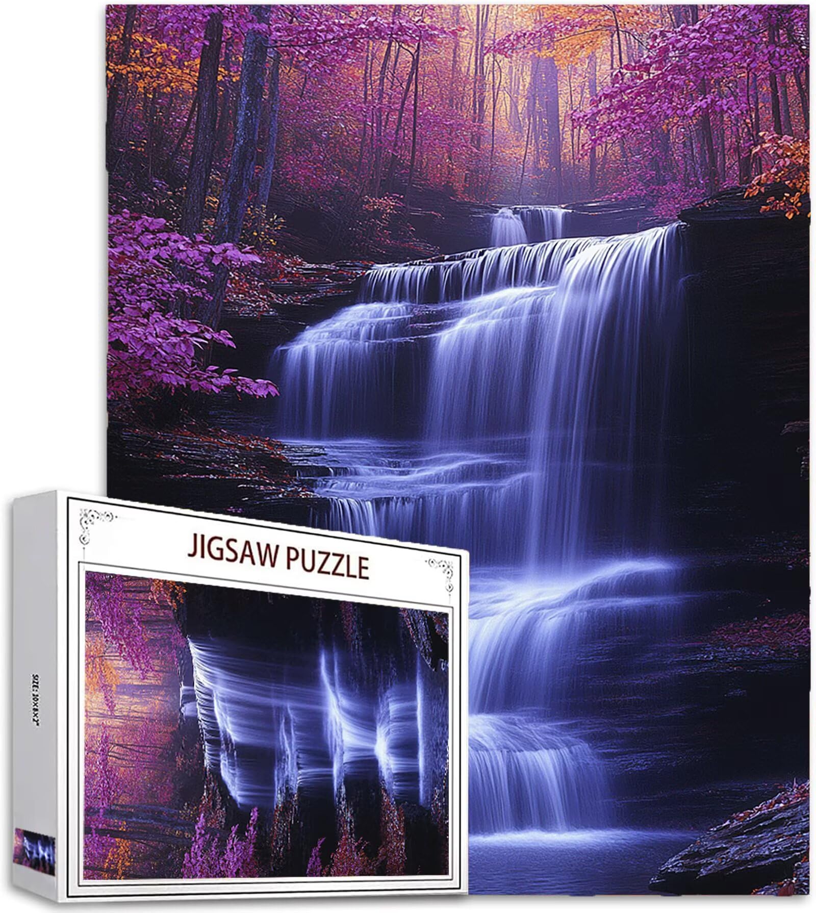 Model698 puzzle krajobrazu, 1500 części, duże puzzle z motywem lasu, plakat z drewna, kreatywny zestaw dla dorosłych, z pudełkiem na prezent, 87 x 57 cm, opakowanie na prezent