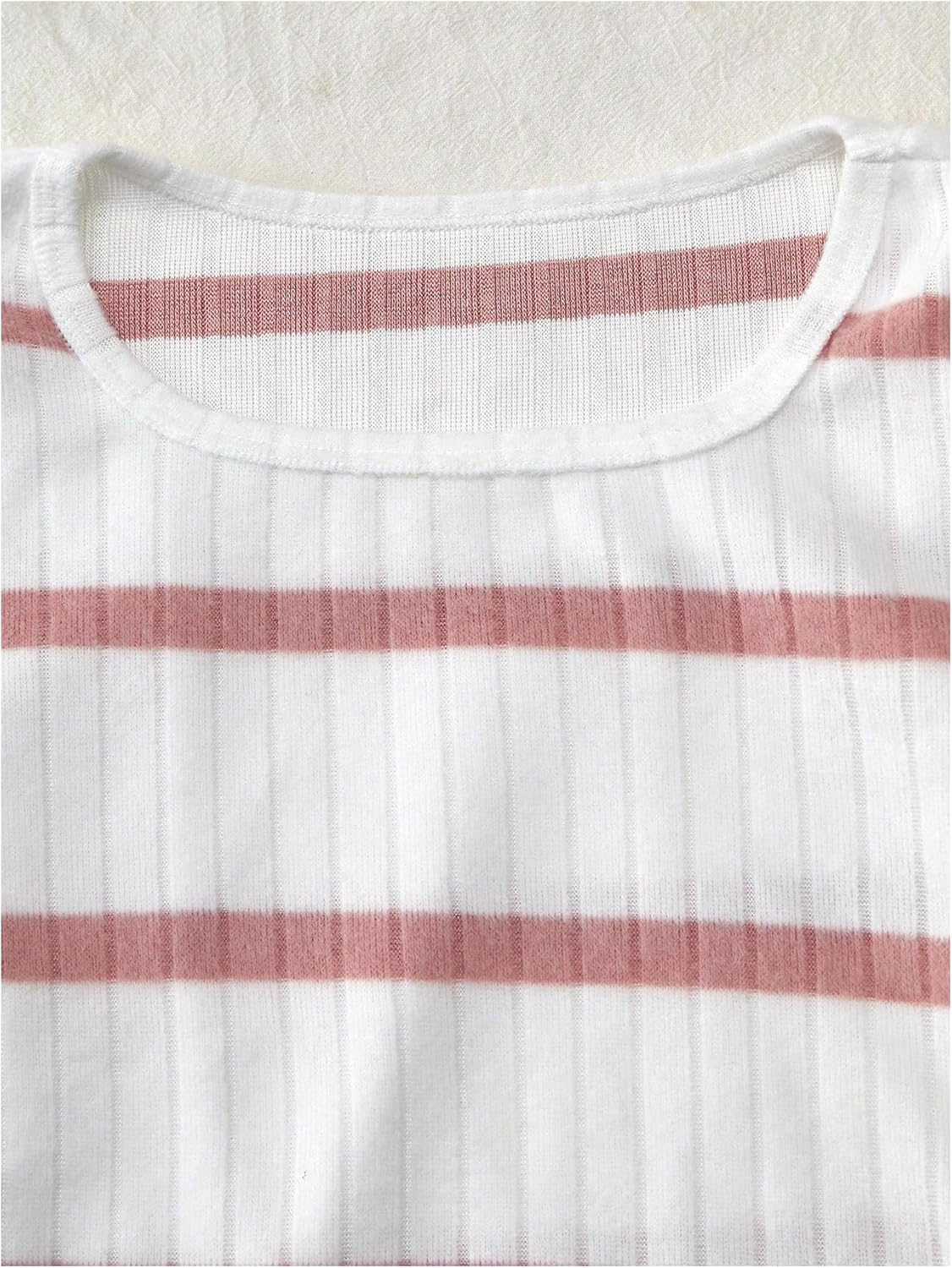 Girl's 3 Piece T Shirts Set Ribbed Knit Square Neck Long Sleeve Tops Sets - Image 6